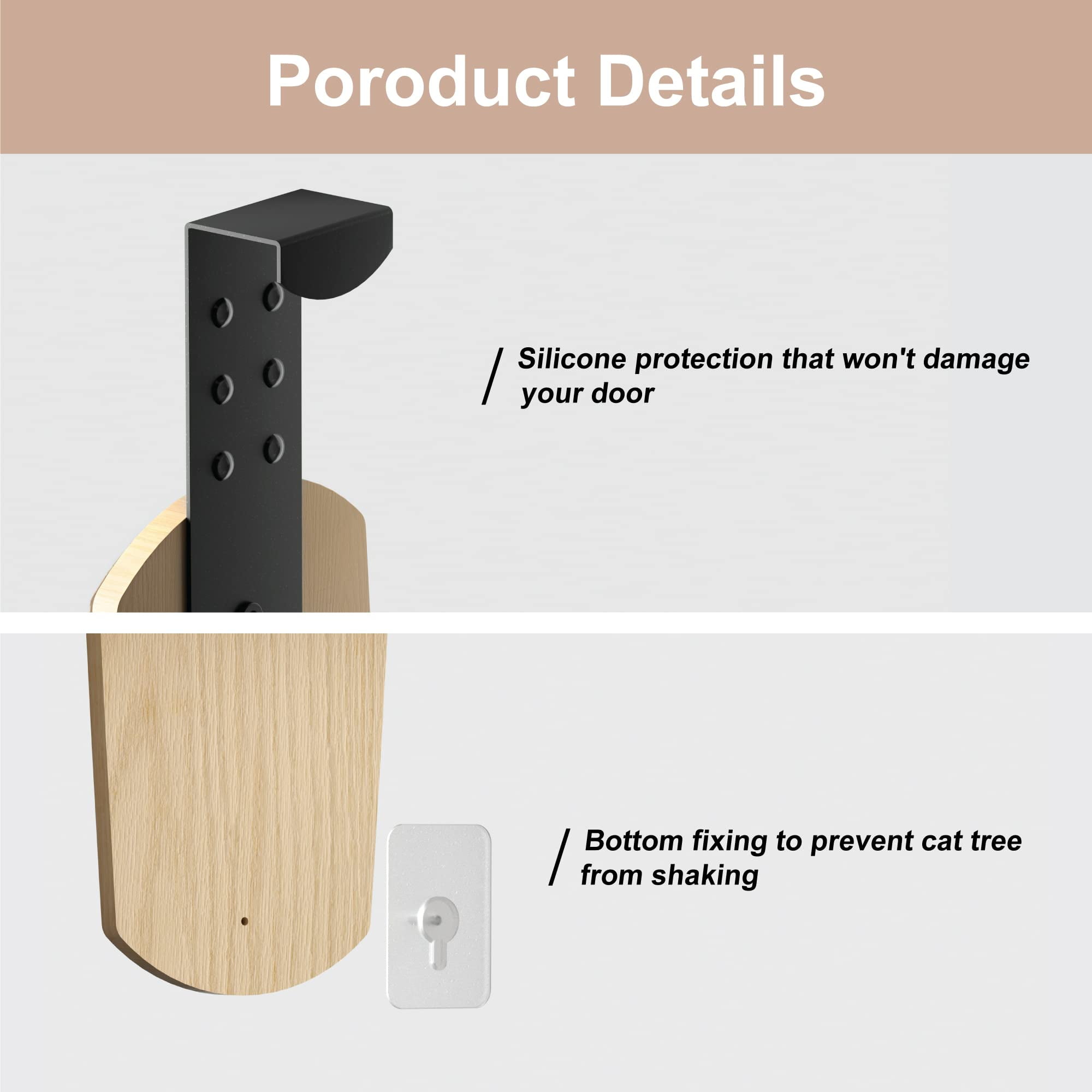 Mewoofun Large Simple Climbing Wall, 4-Level Cat Climber Shelves Door Mounted Cat Tree Tower - Image 4