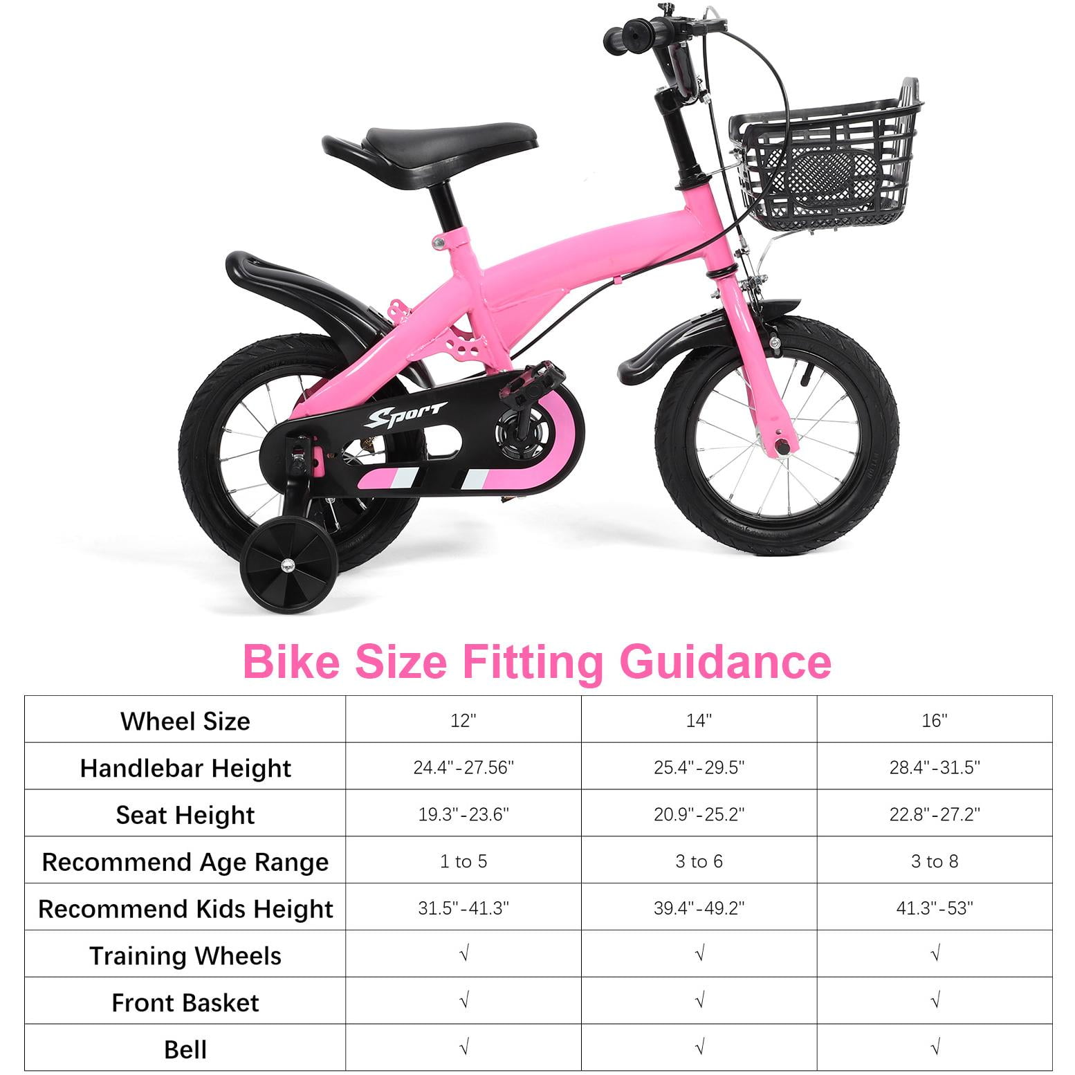 Eotvia 12 inch Kids Bike with Training Wheels, Children Bike with Handlebar, Kids Bicycle for Boys Girls Toddlers Ages 1 to 5, 2-in-1Pink Toddler Bike - Image 3