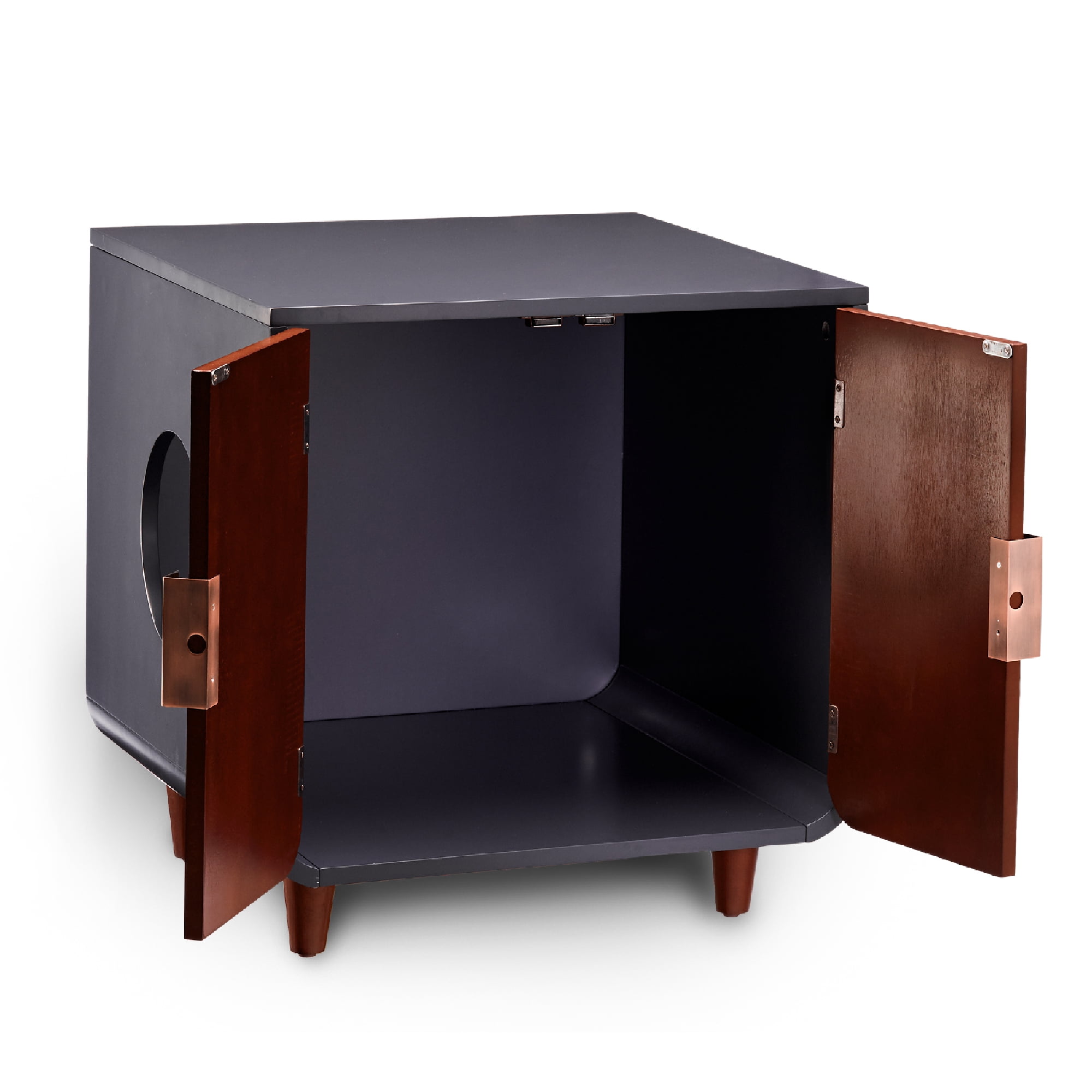 Teamson Pets Dyad Wooden Cat Litter Tray Box Washroom Puppy Toilet Mocha Walnut - Image 12