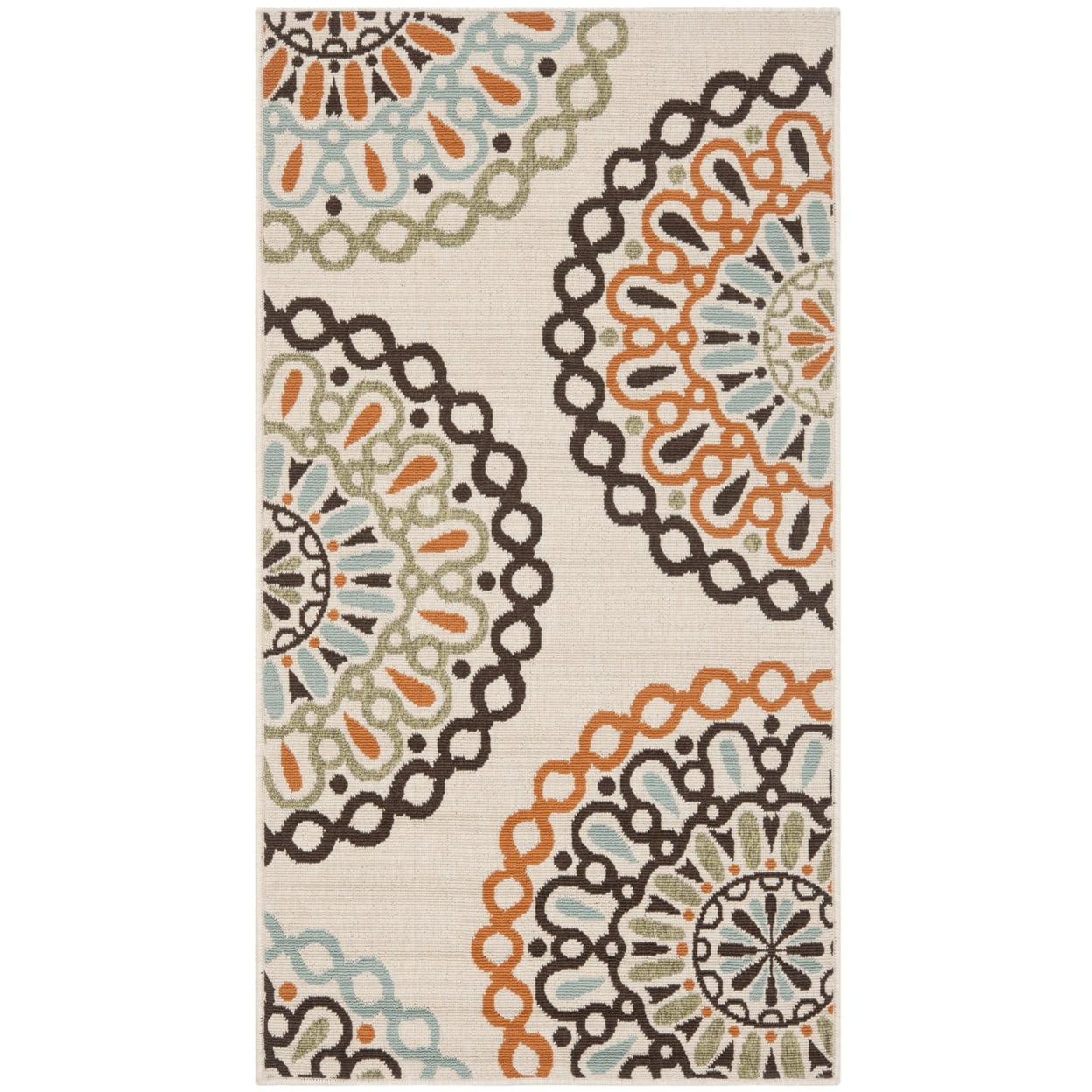 SAFAVIEH Veranda Axum Geometric Indoor/Outdoor Area Rug, 6'7" x 6'7" Square, Cream/Terracotta - Image 7
