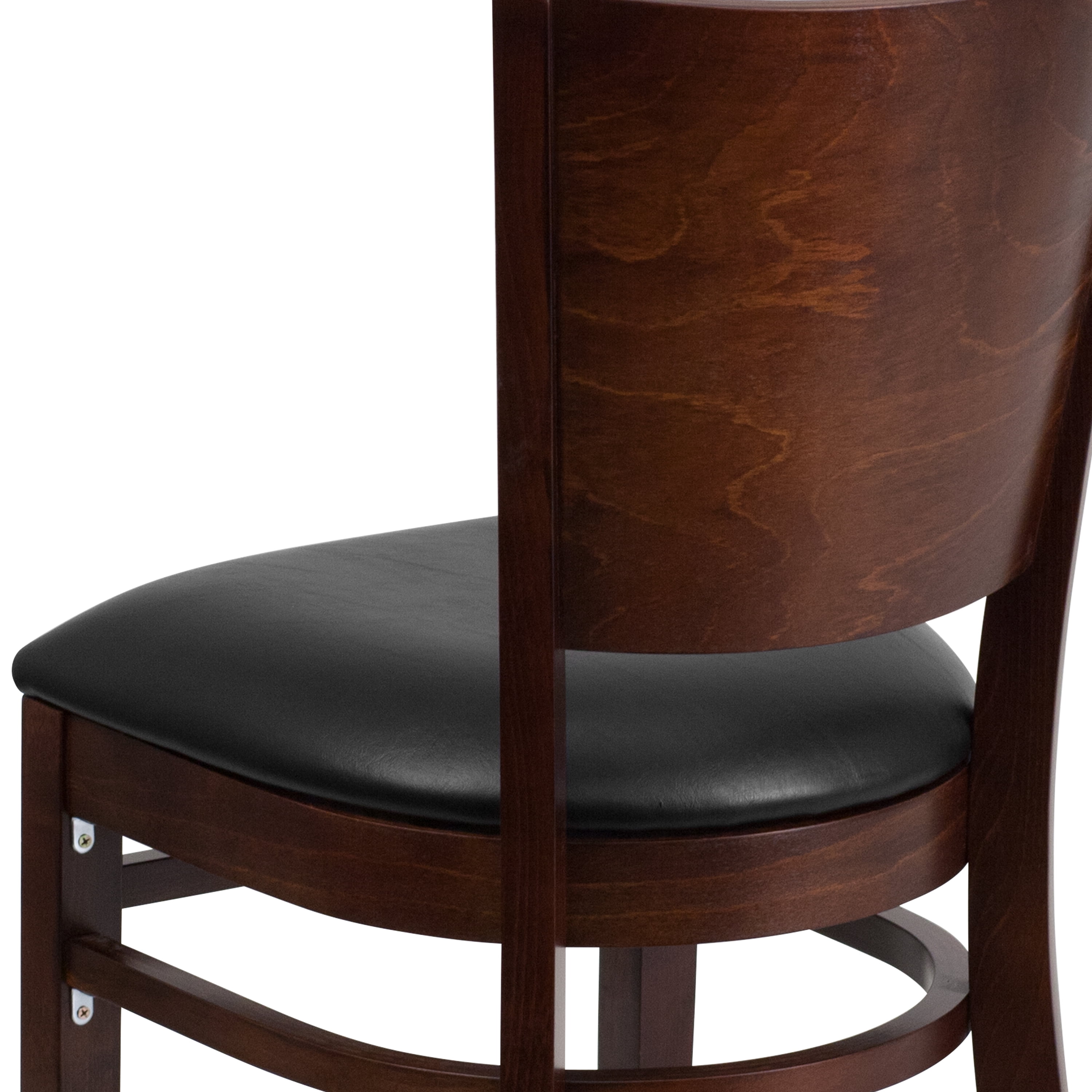 Flash Furniture Lacey Series Solid Back Walnut Wood Restaurant Chair - Black Vinyl Seat - Image 9