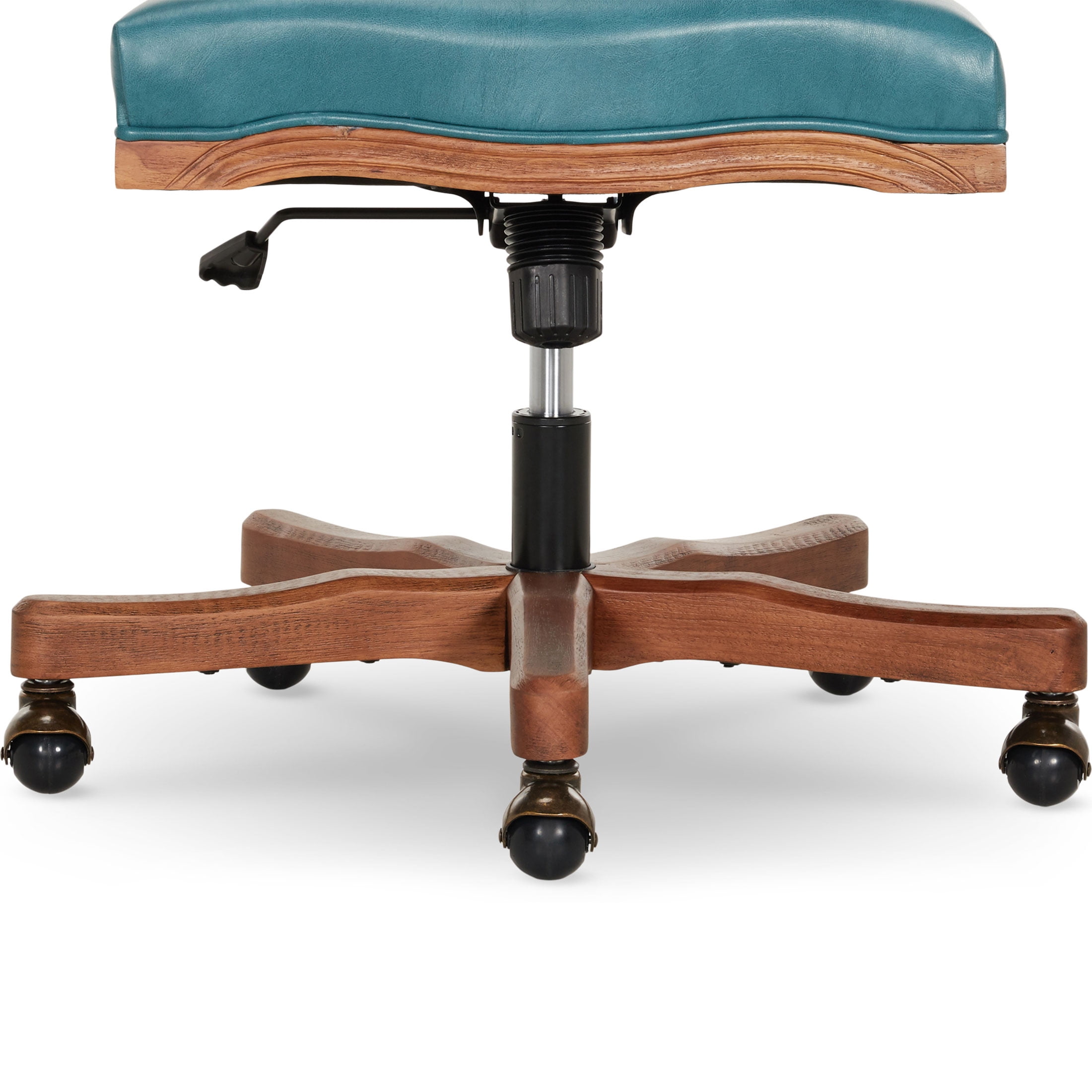 The Pioneer Woman Harper Wood Trim Office Chair, Turquoise Faux Leather - Image 13