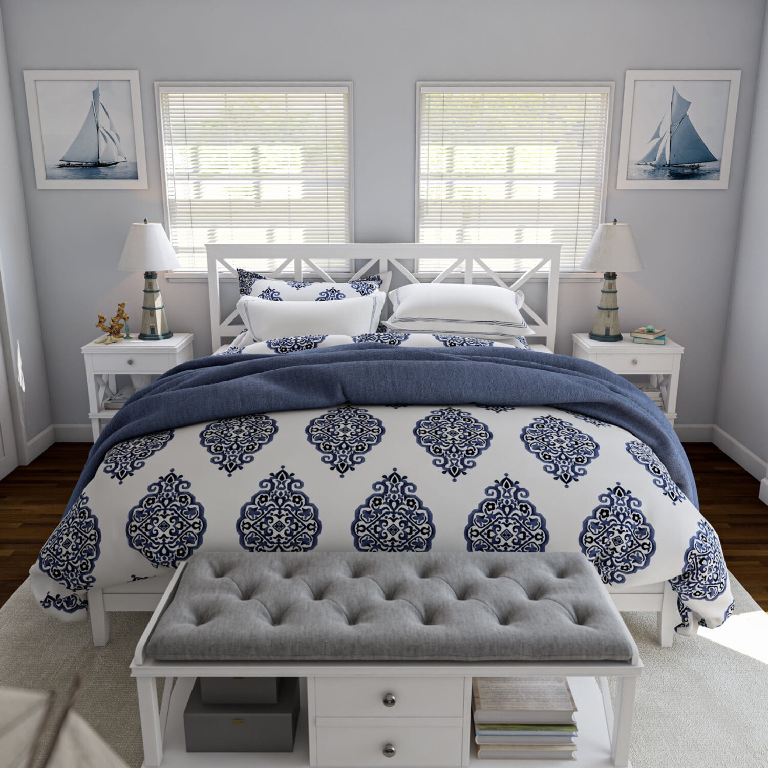 Kenroy Home Nantucket 31'' Table Lamp with White Fabric Empire Shade Coastal Table Light Fixture for Living Room, Bedroom or Office, Antique White - Image 6