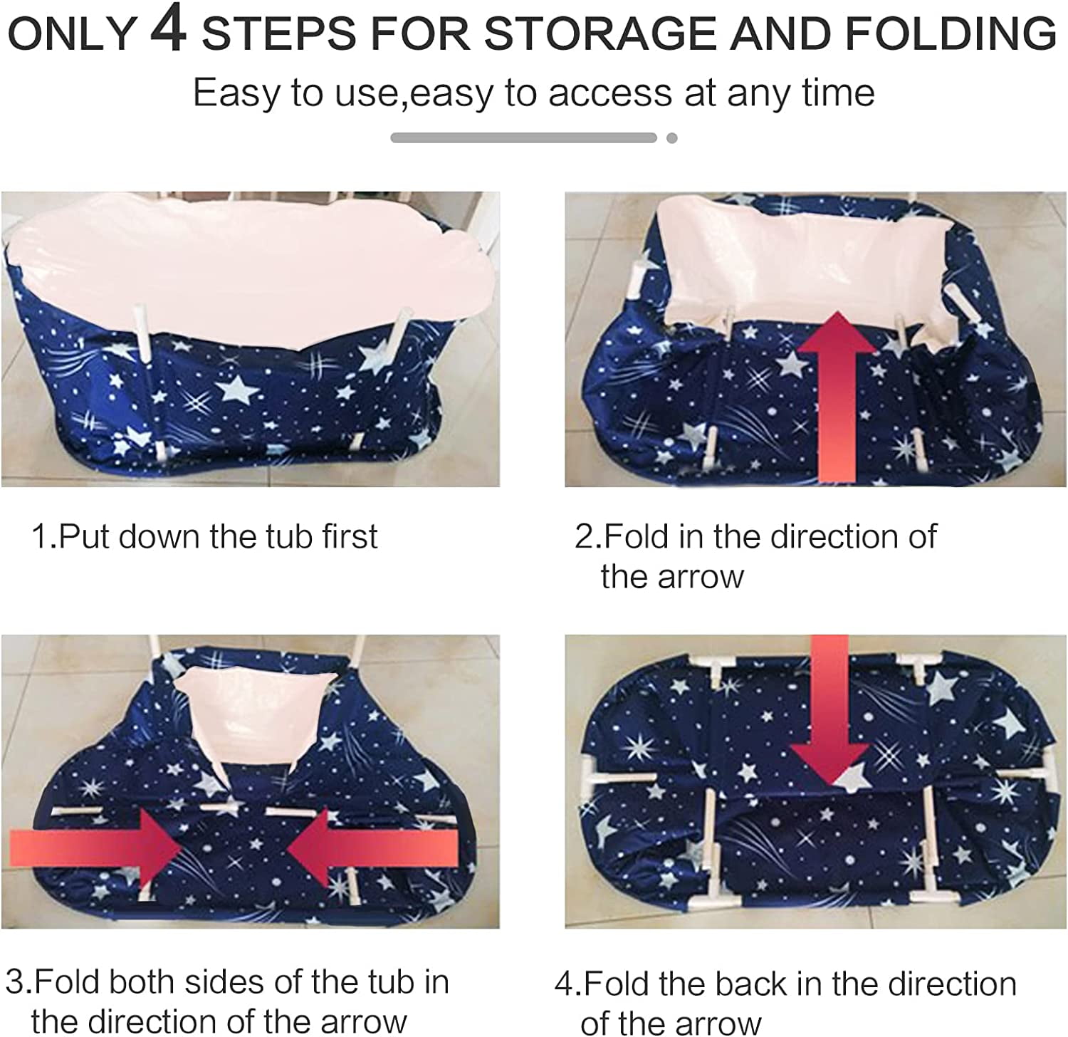 SLLINGLUO 47in Portable Foldable Bathtub for Adult, Family Bathroom Spa Tub, Hot Bath Ice Bath - Image 7