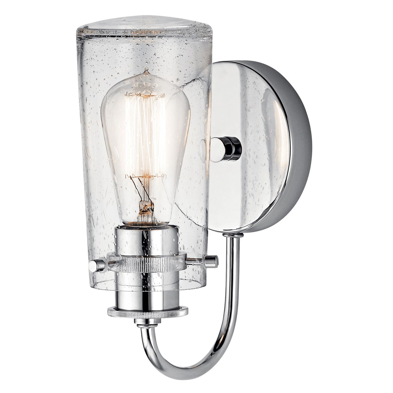 Kichler Braelyn Vintage Industrial 1 Light Chrome Wall Sconce with Clear Seeded Glass - Image 4