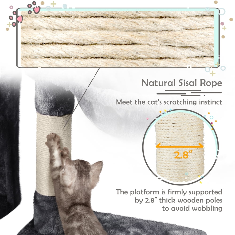 Alden Design 4-Level Cat Tree Condo with Plush Perch, Dark Gray - Image 8