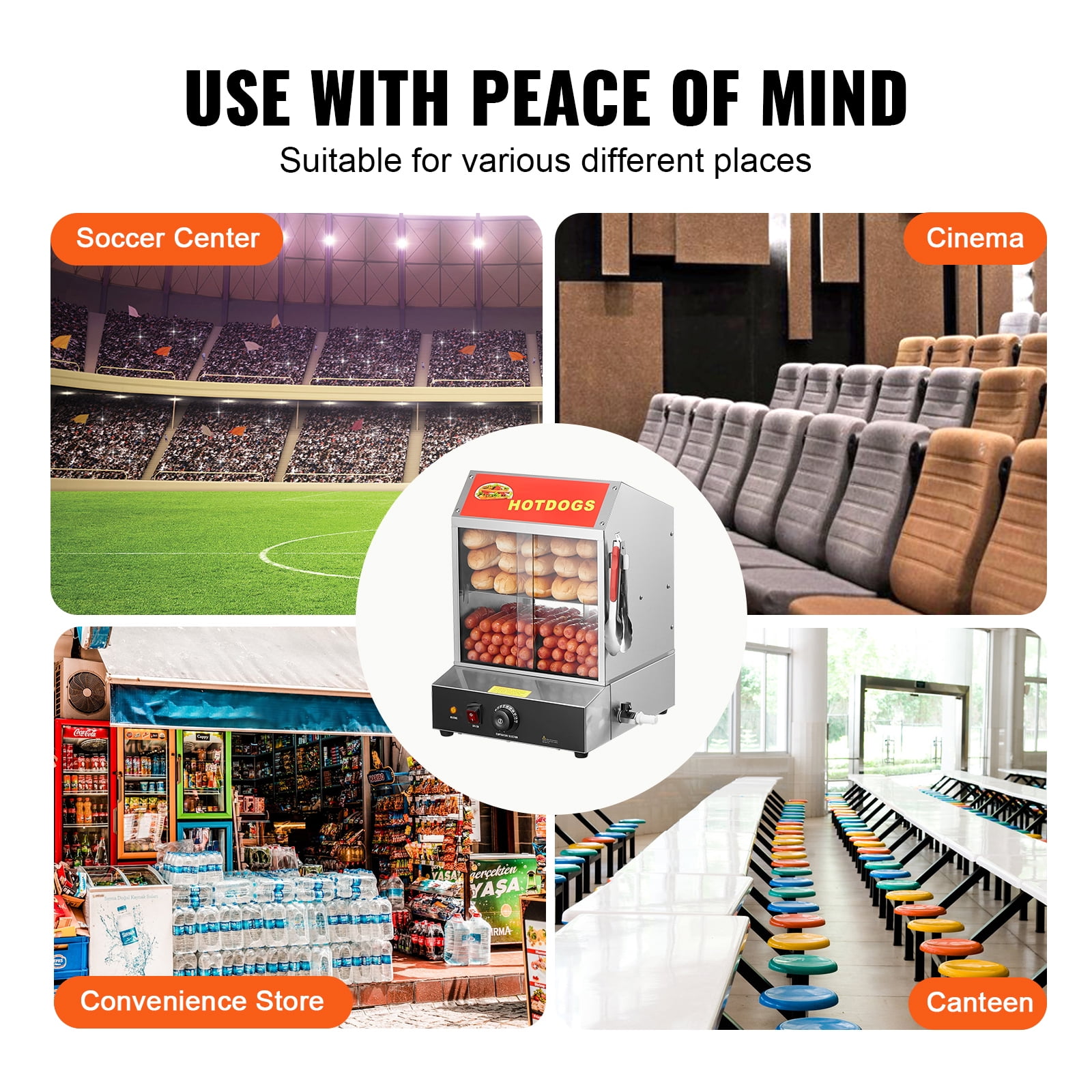 KFFKFF Hot Dog Warmer, 28.5QT, Dual-Level Hot Dog House Steamer, Temperature Adjustment 86℉~185℉, Electric Bread Heater with Durable Glass Slide Doors - Image 6