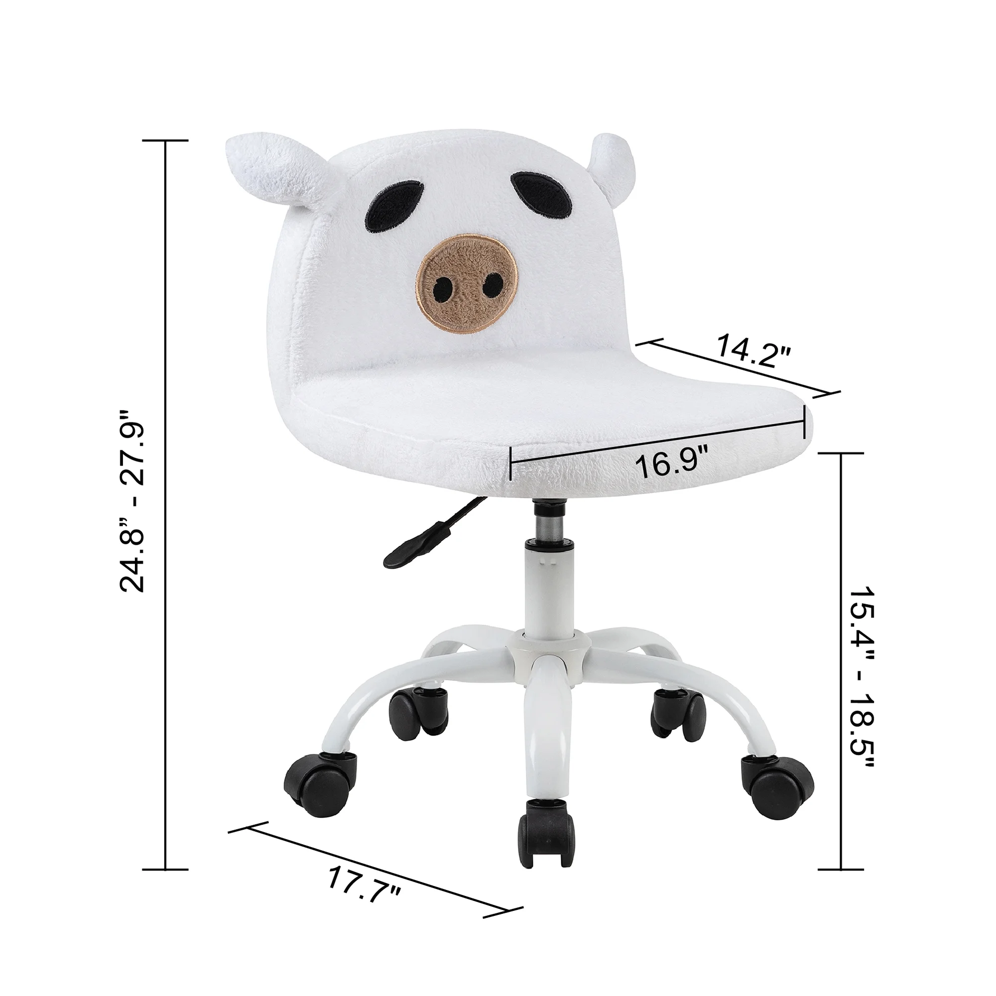 GIA Design Group Fuzzy Adjustable Desk Chair with White Metal Base,White - Image 2