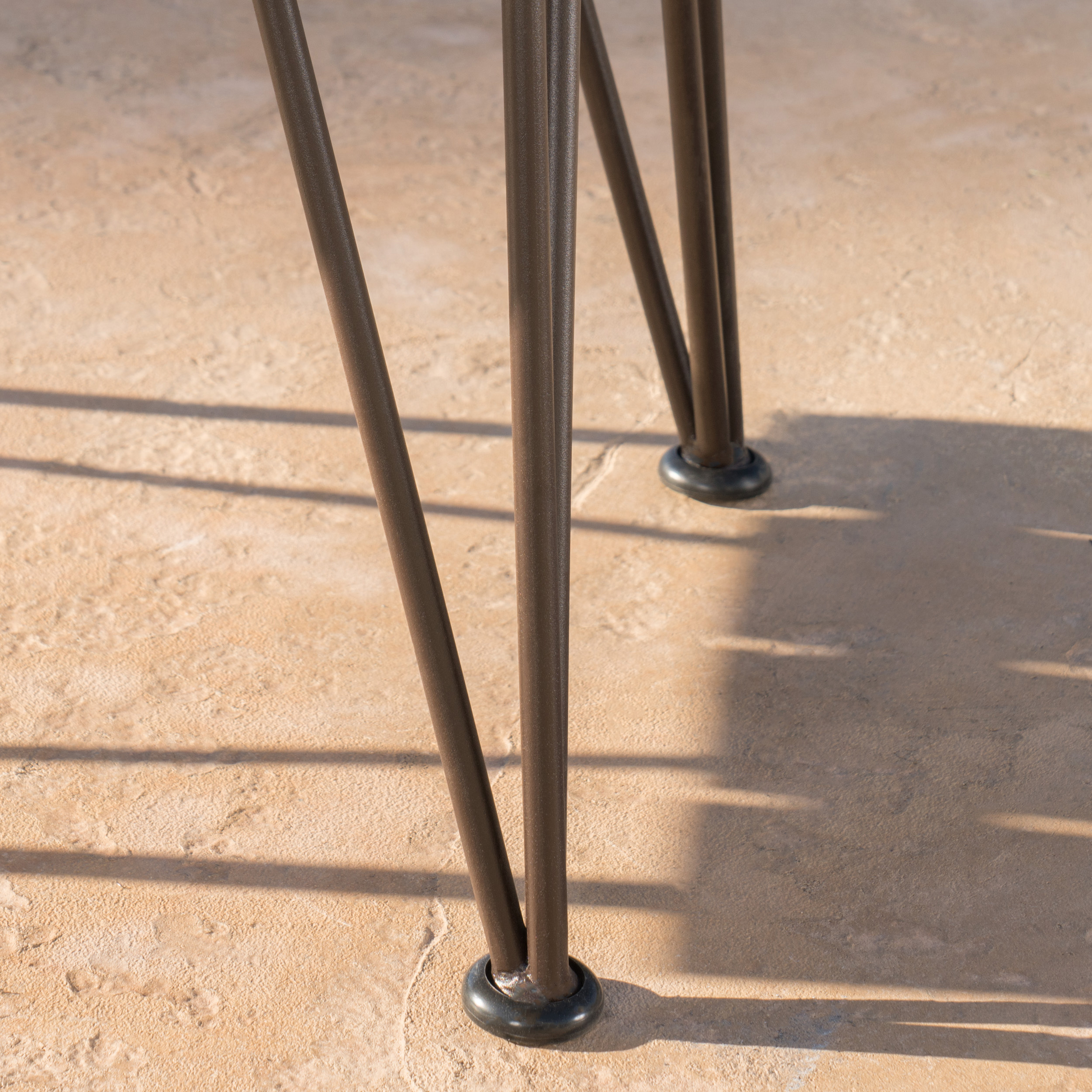 Zenith Outdoor Industrial Coffee Table, Teak Finish, Rustic Metal - Image 2