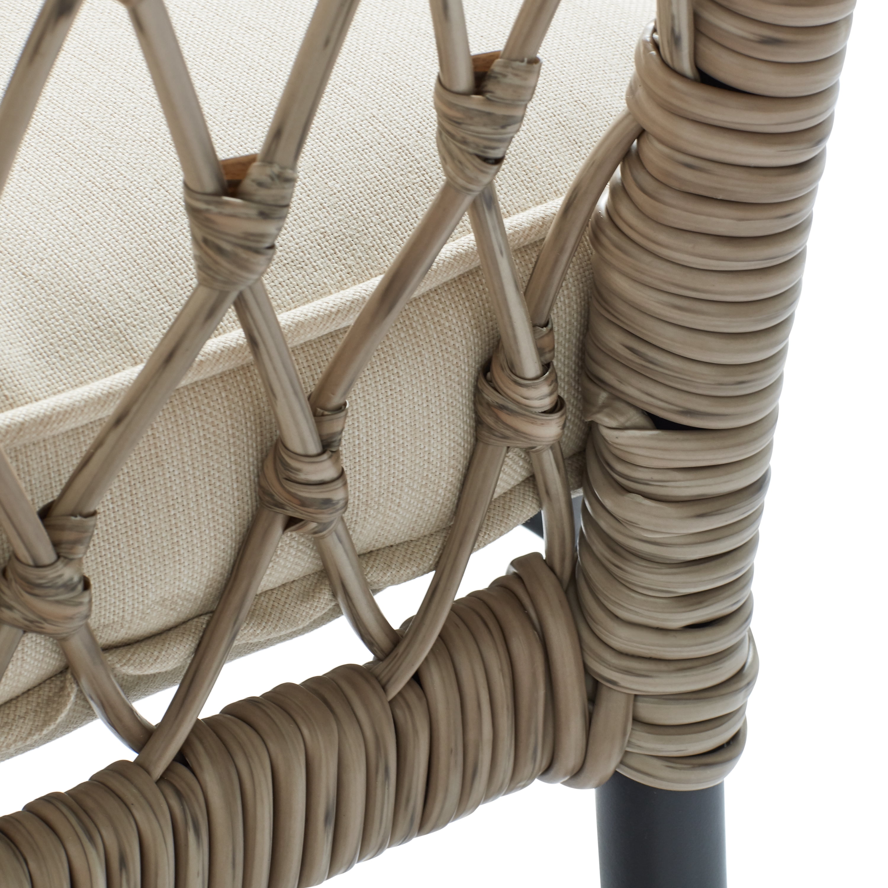 Better Homes & Gardens Kennedy Pointe Wicker Outdoor Cushioned Stack Chair, Beige/Black, Set of 2 - Image 7