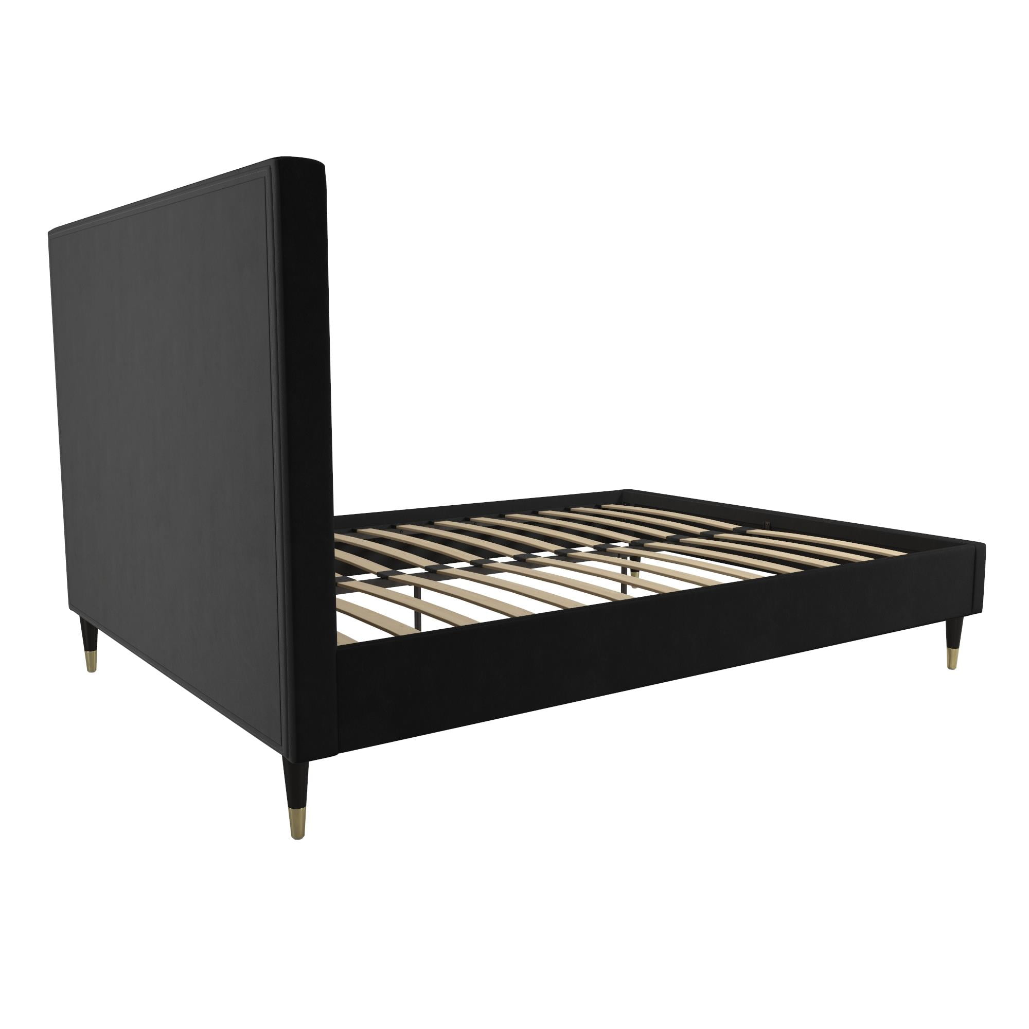 CosmoLiving by Cosmopolitan Audrey Upholstered Bed, Black Velvet, Queen - Image 5