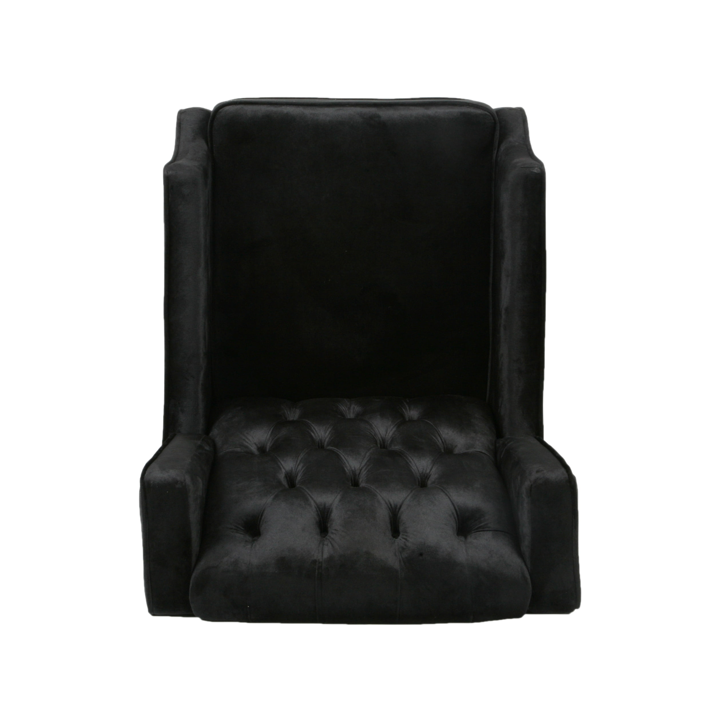 Noble House Zakyiah Standard Velvet Wingback Recliner, Black - Image 2
