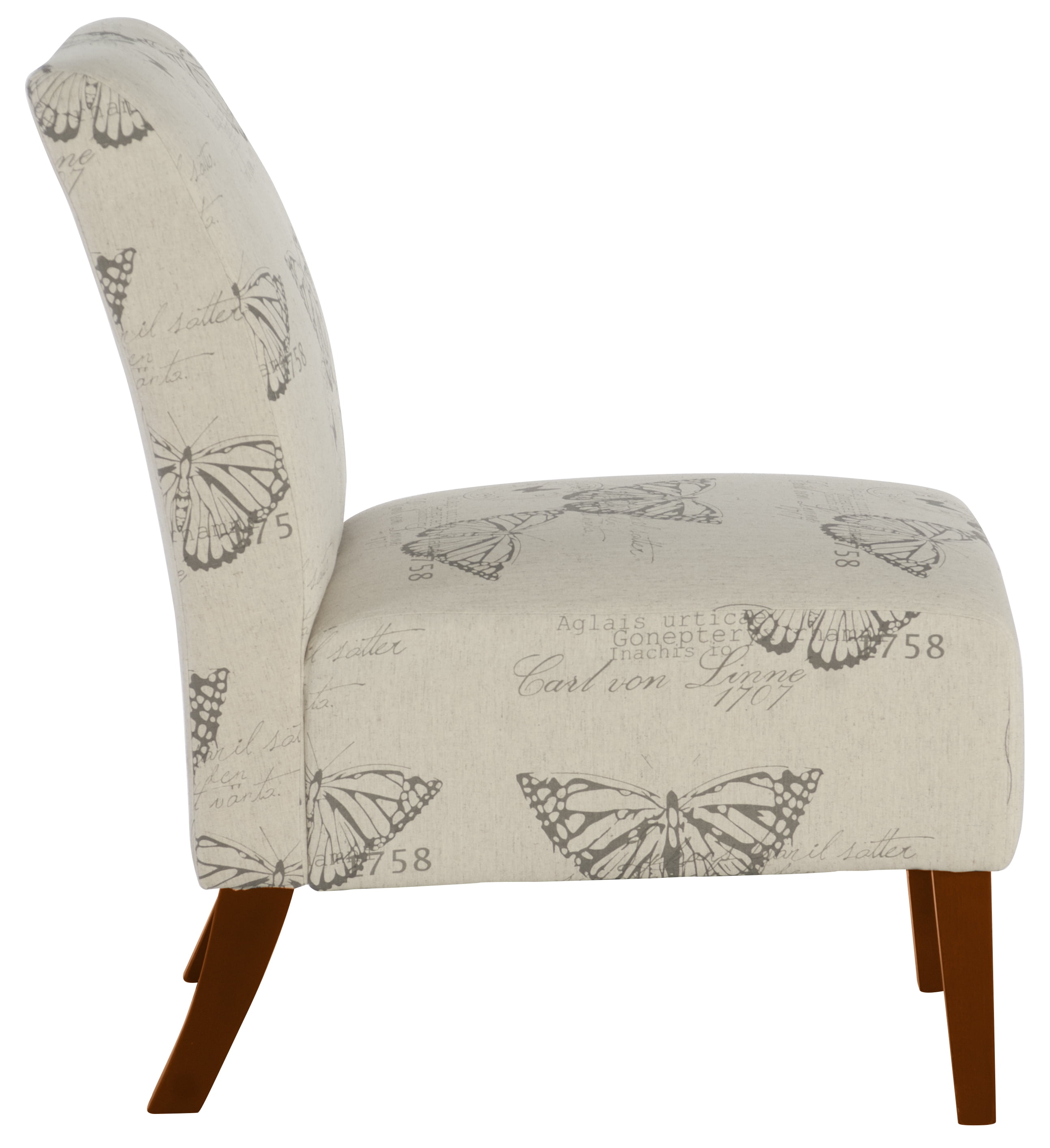 Linon Bynum Kid's Indoor Upholstered Slipper Accent Chair, Beige Butterfly Pattern - Image 12