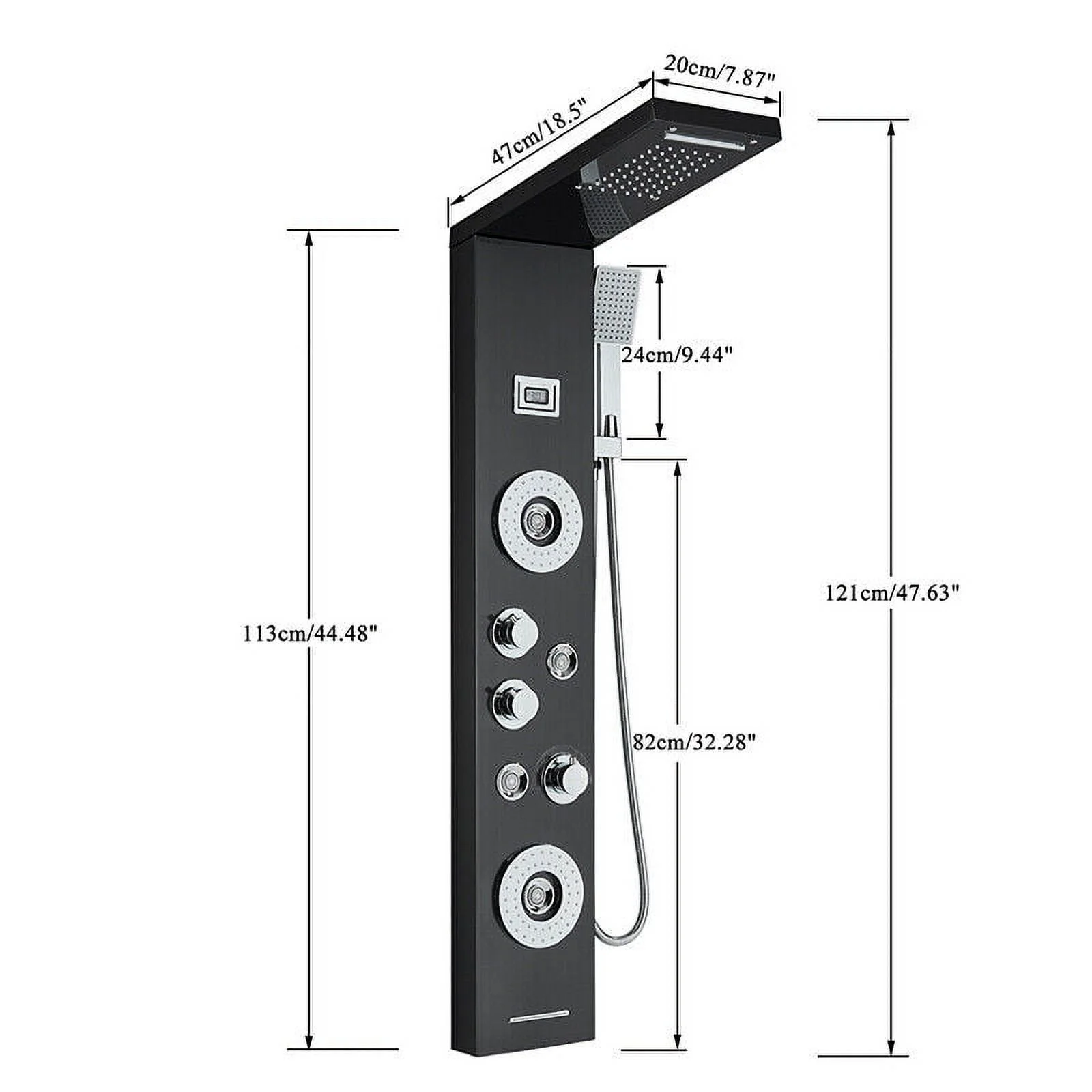 Zovajonia LED Shower Panel Tower System, Multi-Functions Shower Tower, Waterfall Showerhead, Shower Jets, Stainless Steel Rain Shower System Oil Rubbed Bronze - Image 14