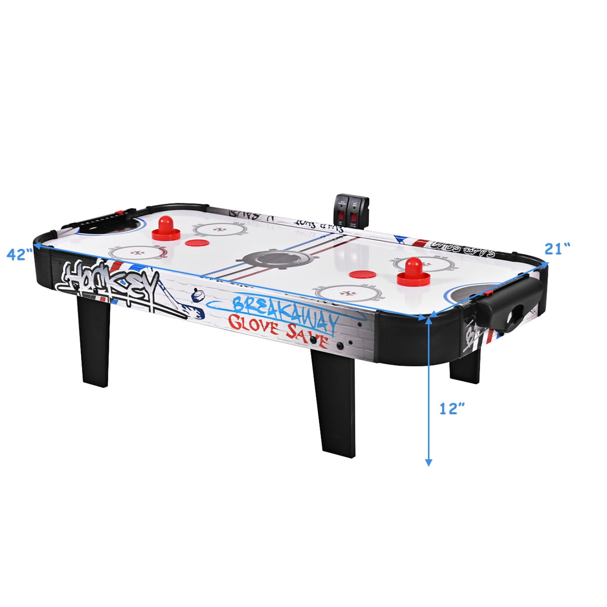 Costway 42''Air Powered Hockey Table Game Room Indoor Sport Electronic Scoring 2 Pushers - Image 8