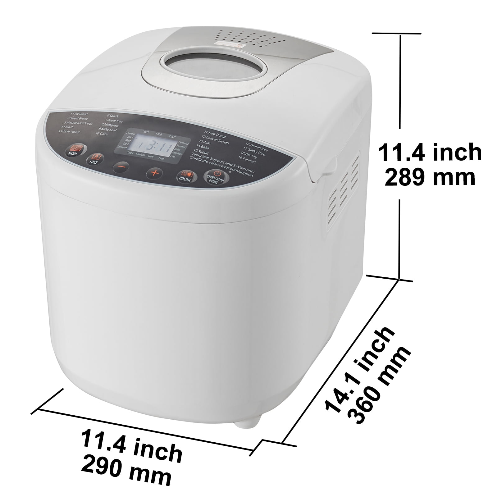 KFFKFF 2LB 19 in 1 Bread Maker Automatic Compact Dough Maker Non Stick White - Image 7