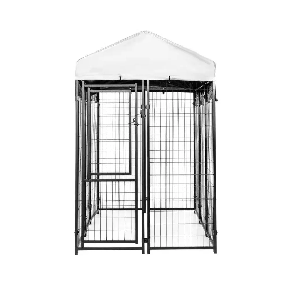 KennelMaster Welded Wire Dog Kennel, Indoor & Outdoor Use, Waterproof Cover Included, Black, 6ft x 4ft x 6ft - Image 3