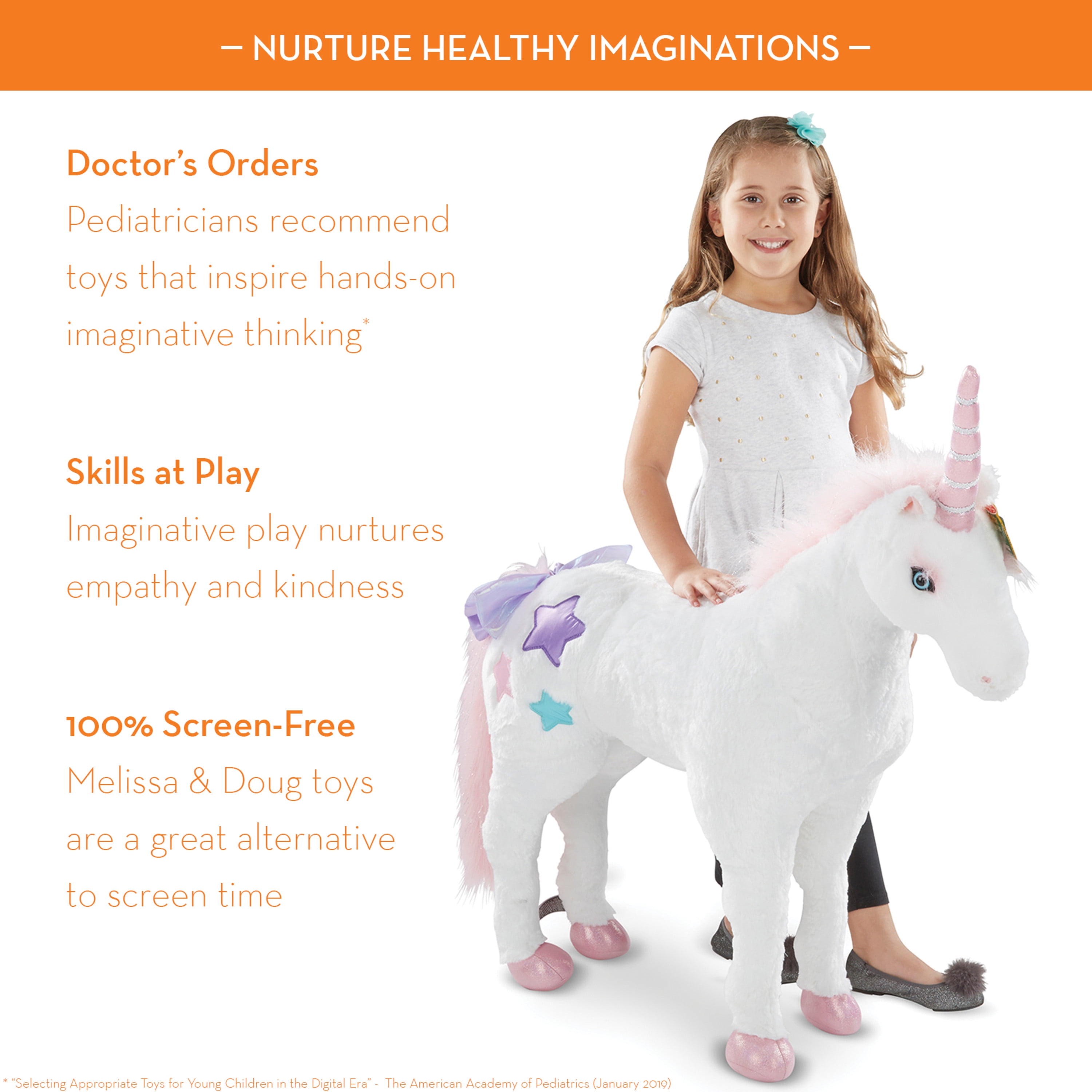 Melissa & Doug Giant Unicorn - Lifelike Plush Stuffed Animal (over 2 feet tall) - Image 6