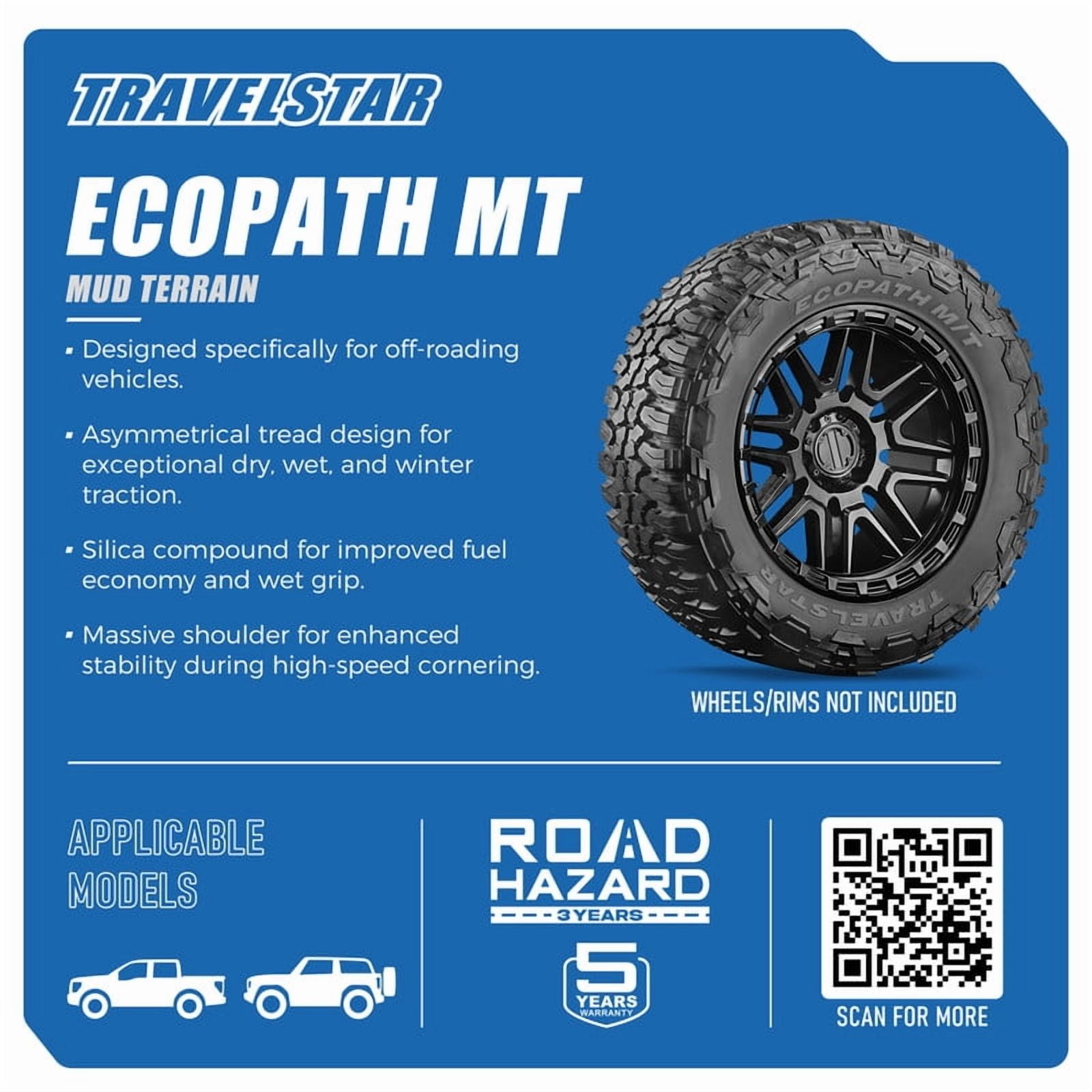 Travelstar EcoPath M/T 35X12.50R18 10 PR Load Range E 123Q SUV Light Truck Mud Terrain Tire 35/12.50/18(Tire Only) - Image 7