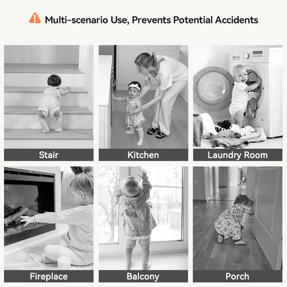 29.5-51.6'' Extra Wide Baby Gate, Caveen 30''H Safety Doorway Gates Pressure Mounted,White - Image 8