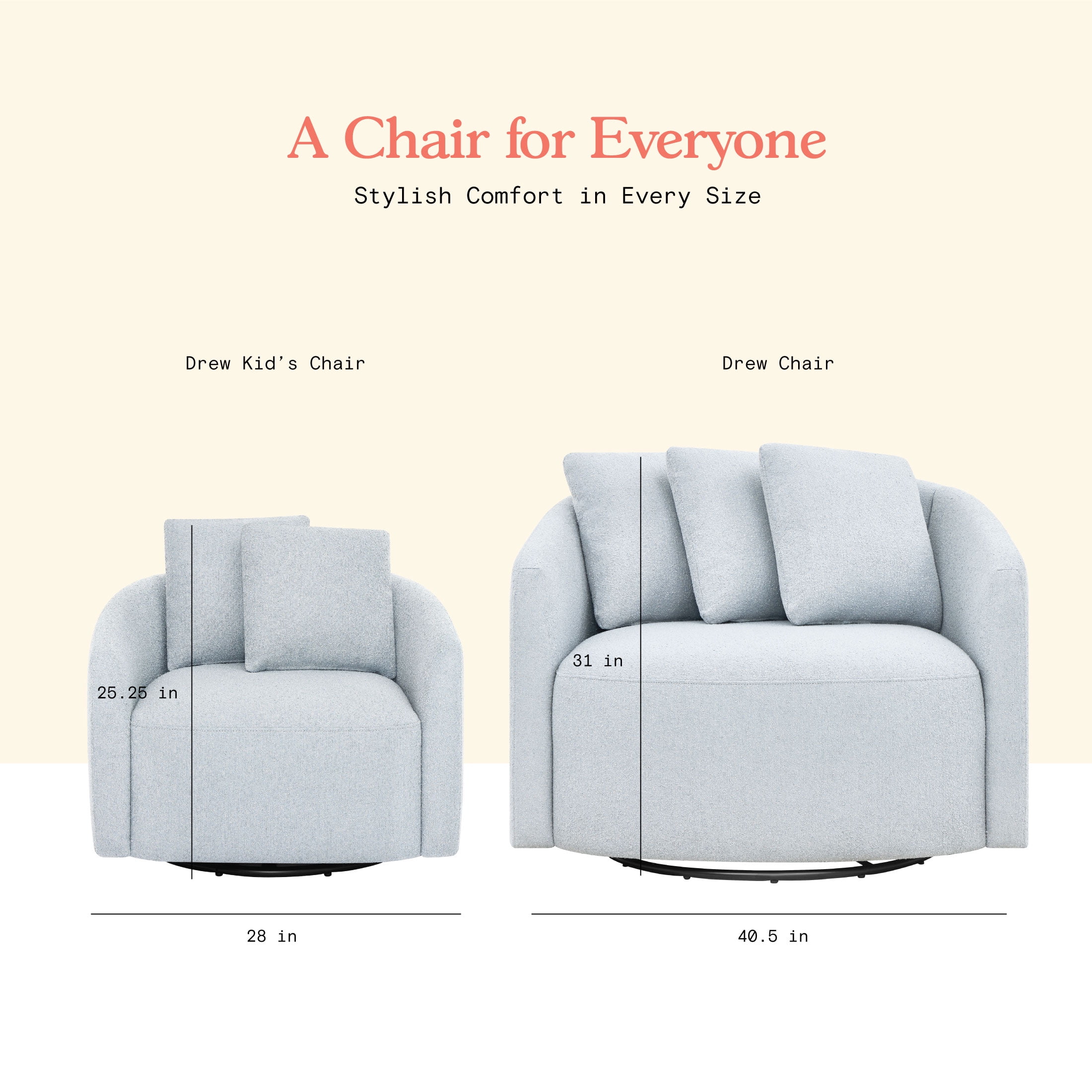 Beautiful Drew Kids Accent Chair by Drew Barrymore, Cornflower Bouclé Fabric - Image 2