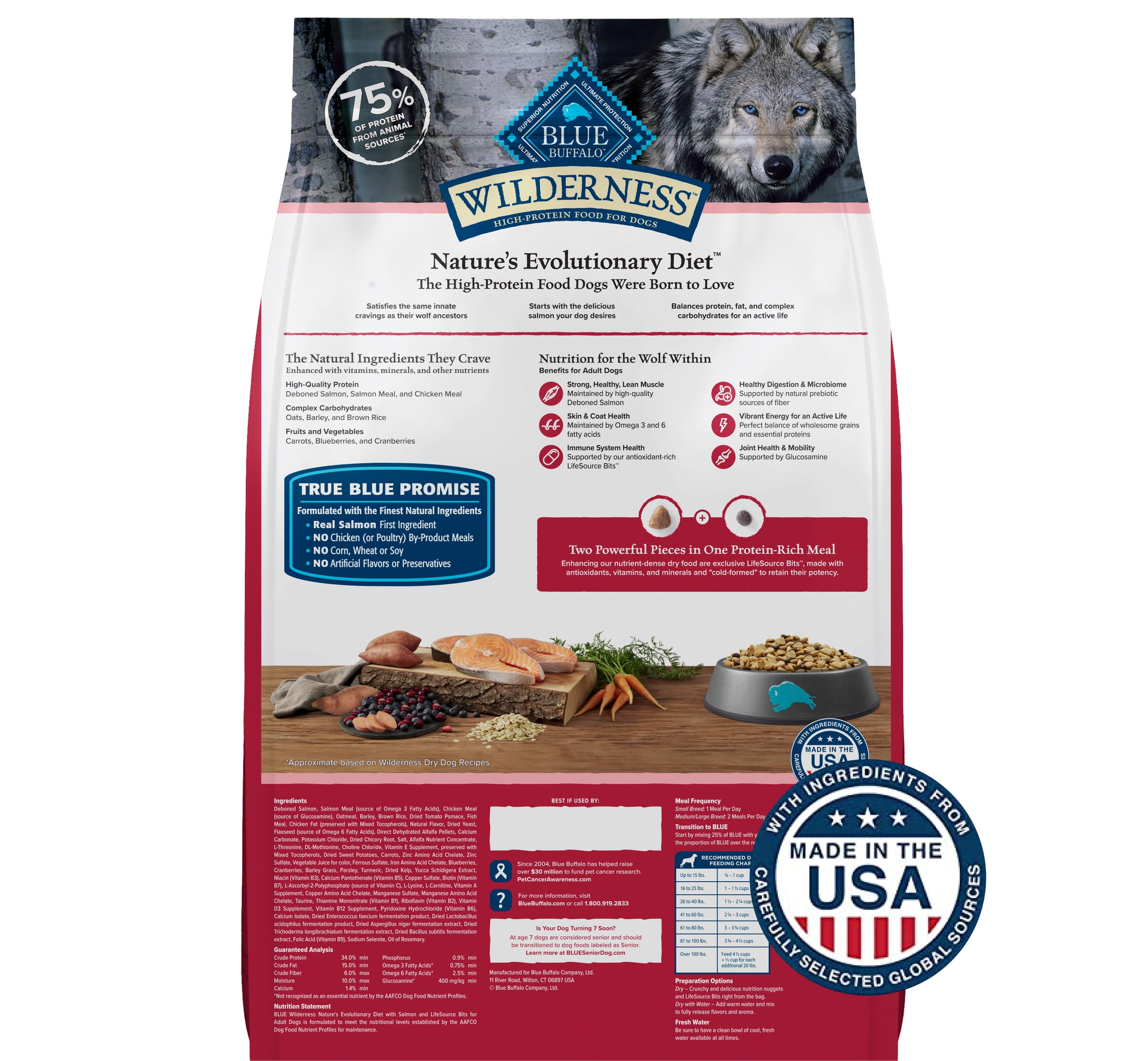 Blue Buffalo Wilderness Natural High-Protein Adult Dog Dry Food, Salmon Recipe, 13-lb. - Image 2