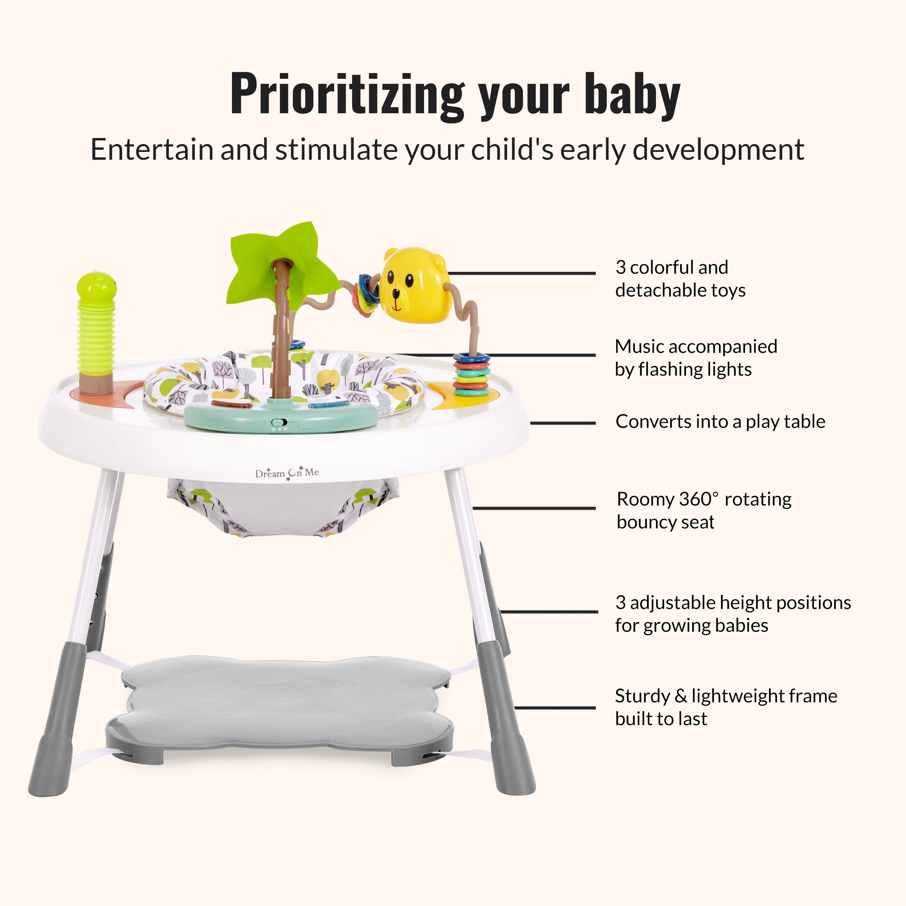 Dream On Me Curio Lightweight & Convertible Sit N Seek Activity Center, Lime - Image 13