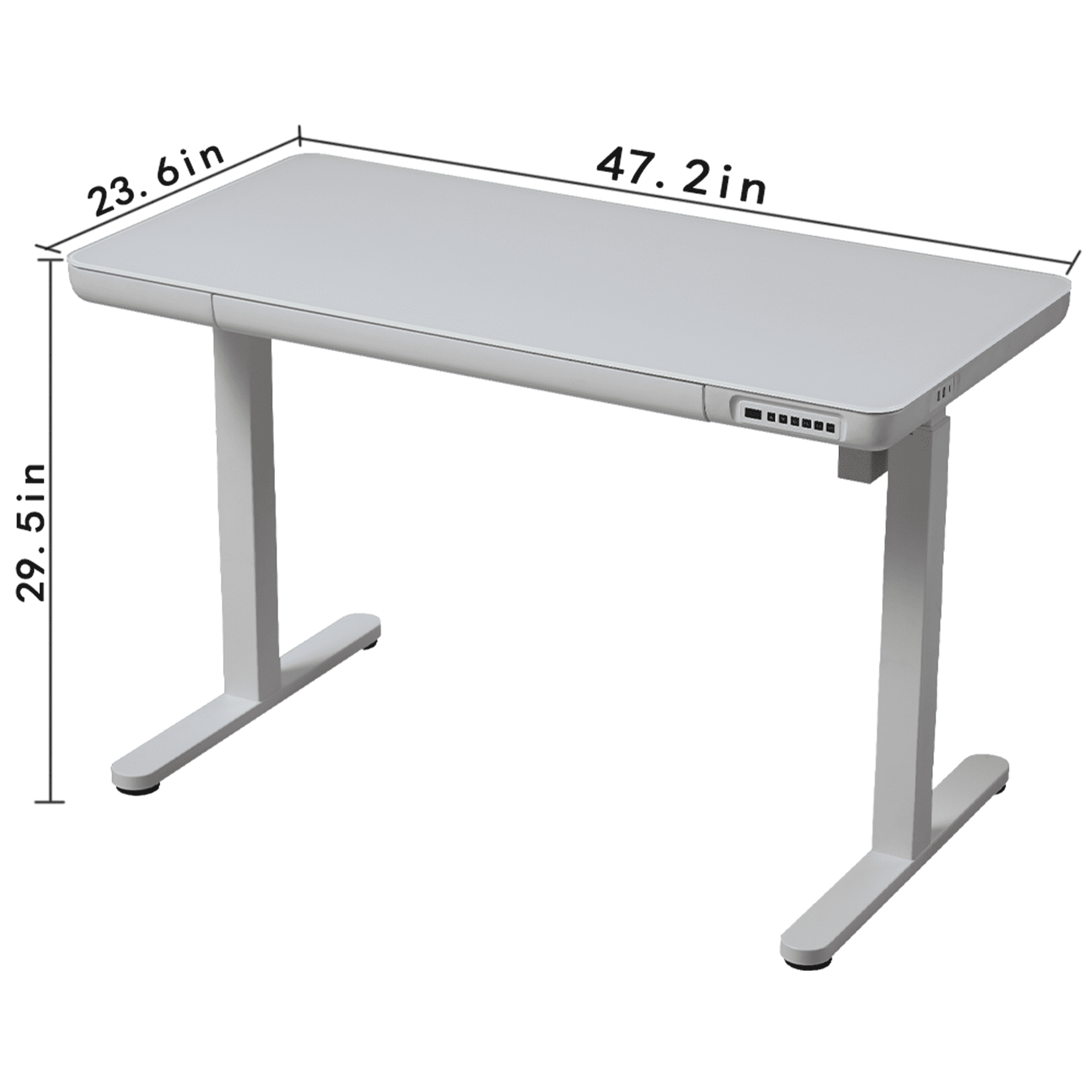 KOWO K302 Adult Tempered Glass Electric Height Adjustable Standing Desk with Drawer, 23.6 in x 47.2 in, White, 1 Pack - Image 3
