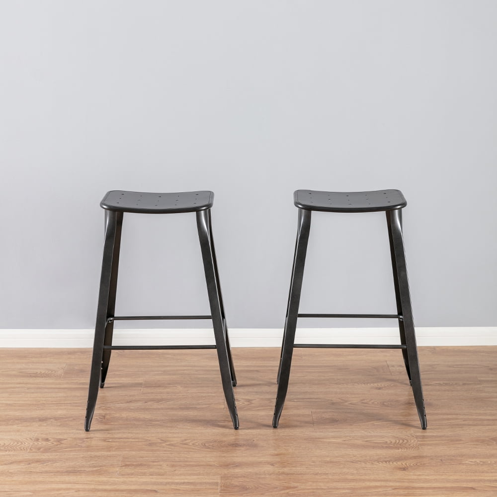 Saddle Backless Barstool-Charcoal 2PK 29" - Image 3