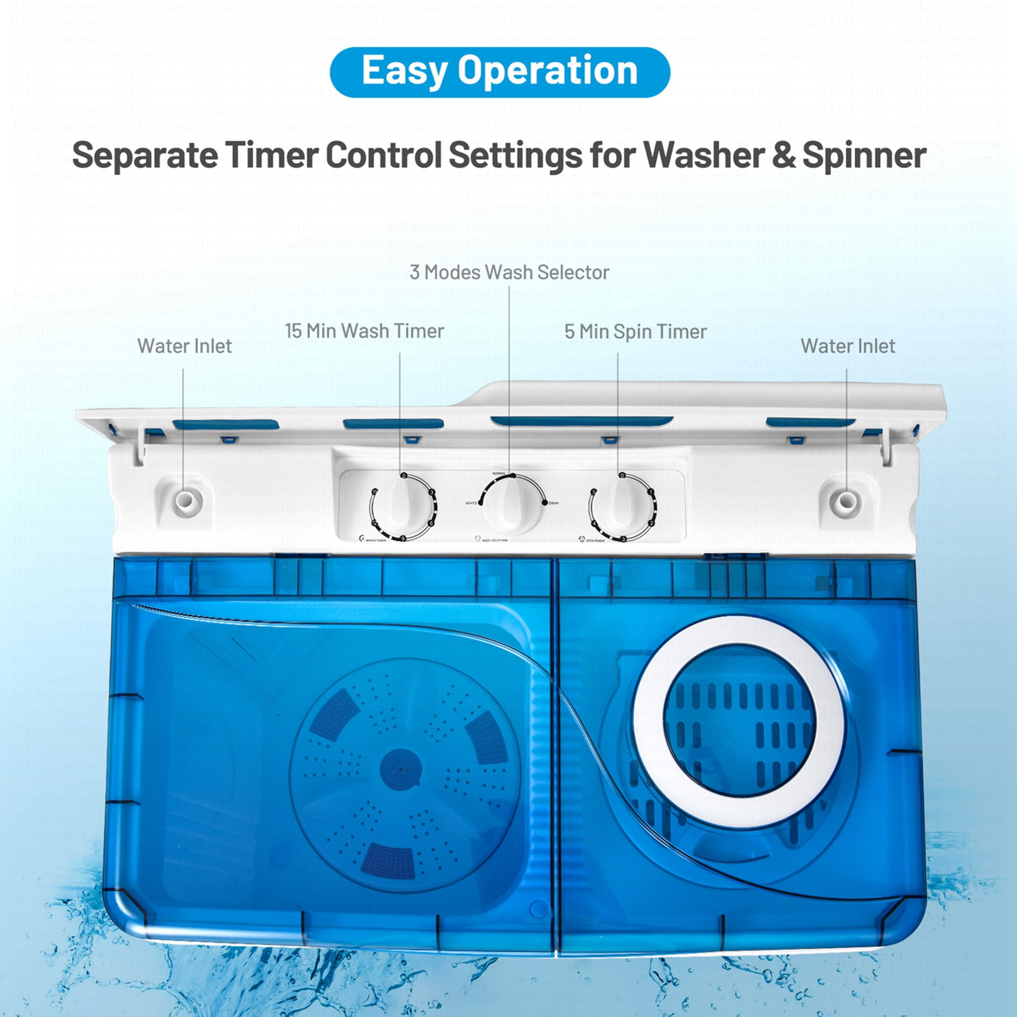 Costway 26lbs Portable Semi-automatic Washing Machine W/Built-in Drain Pump Blue - Image 8