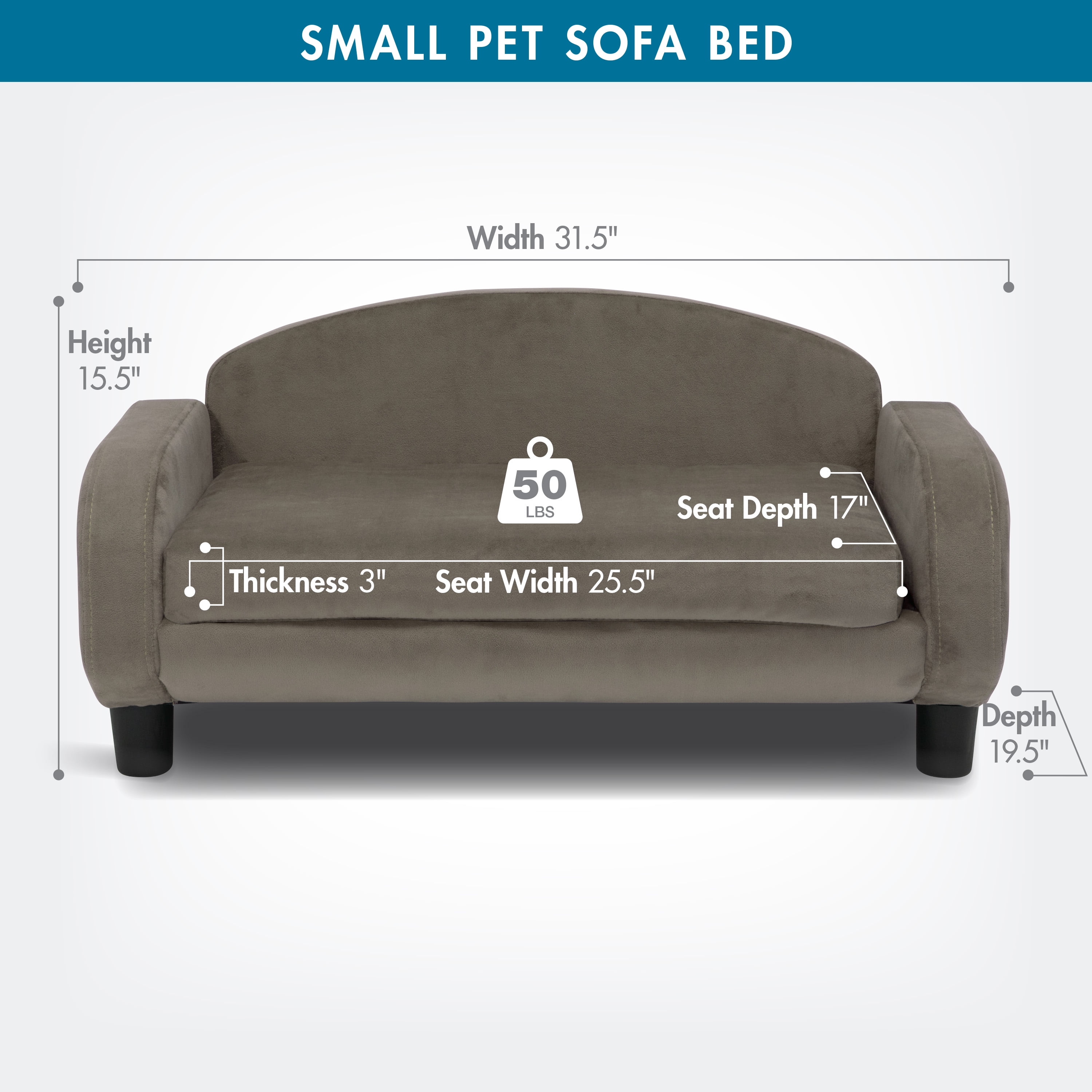 Paws & Purrs Cat Sofa Bed, Pet Couch for Indoor Cats Elevated Cat Beds with Removable Washable Mattress Cover for Kitten, Puppy or Small Animal- 31.5" Wide, Ash - Image 5