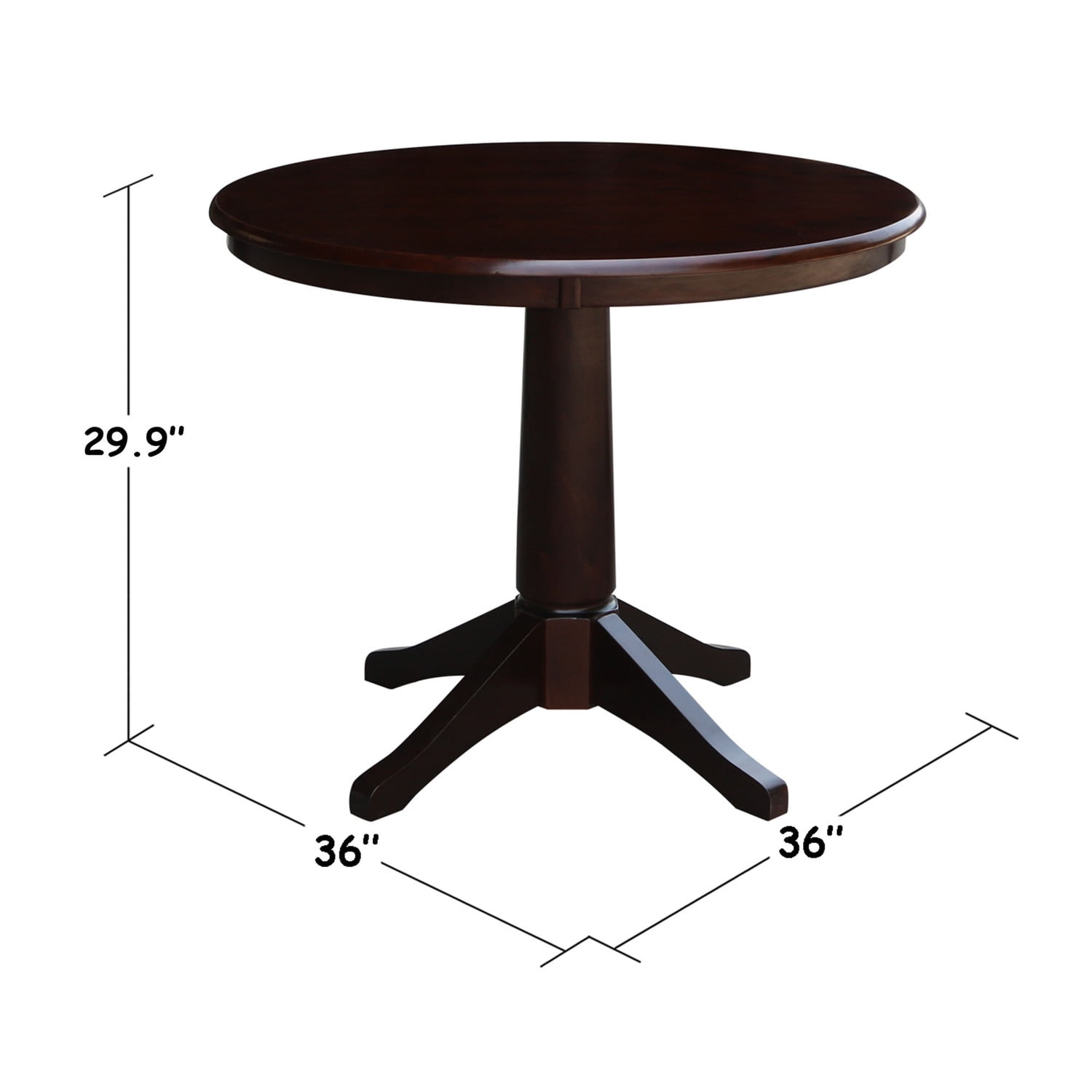 36" Round Pedestal Dining Table - Mocha - Image 5