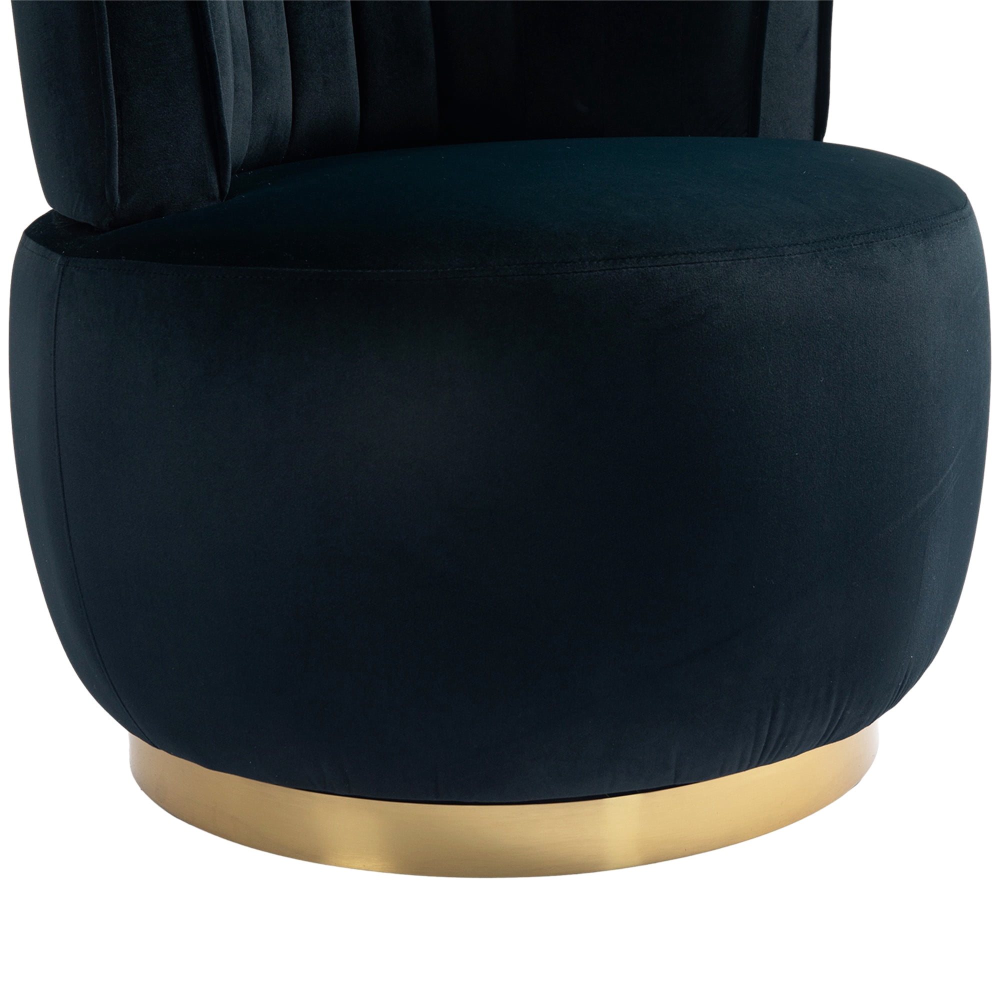 PAPROOS Swivel Accent Chair, Armchair with Velvet Fabric, Barrel Chair with Metal Ring for Living Room, Bedroom, Black - Image 7