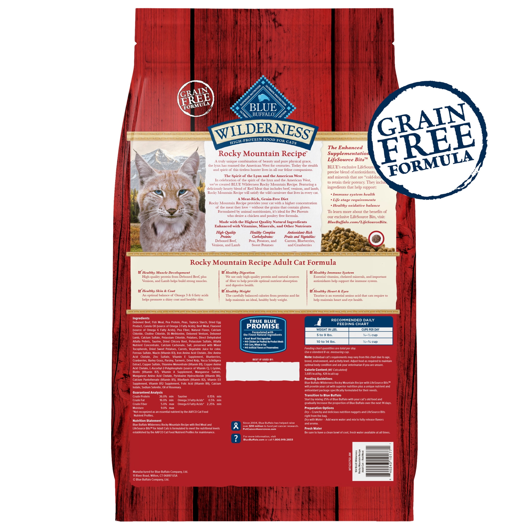 Blue Buffalo Wilderness Natural Dry Cat Food, Rocky Mountain Recipe, Red Meat, 10-lb. Bag - Image 4