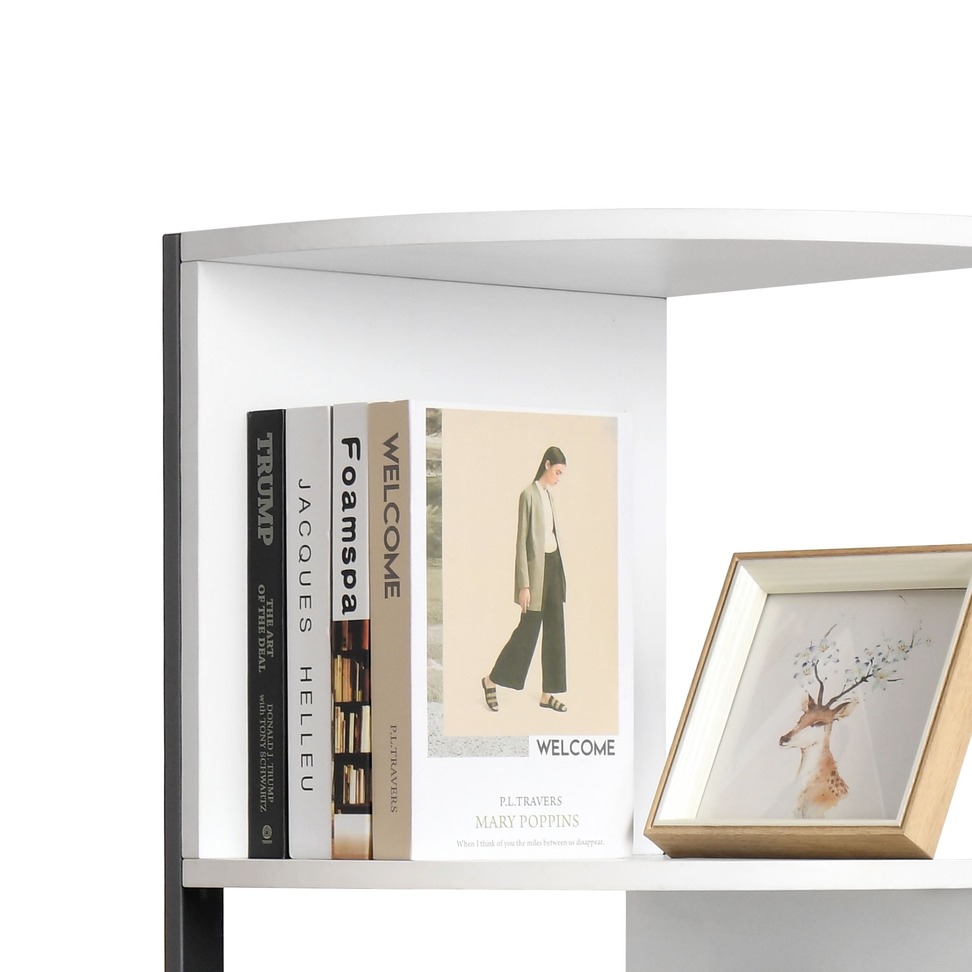 Dextrus 6-Tiers Corner Shelf, Narrow Open Shelf, Modern Corner Bookshelf & Bookcase, Corner Storage Rack Plant Stand for Home Office, White - Image 6