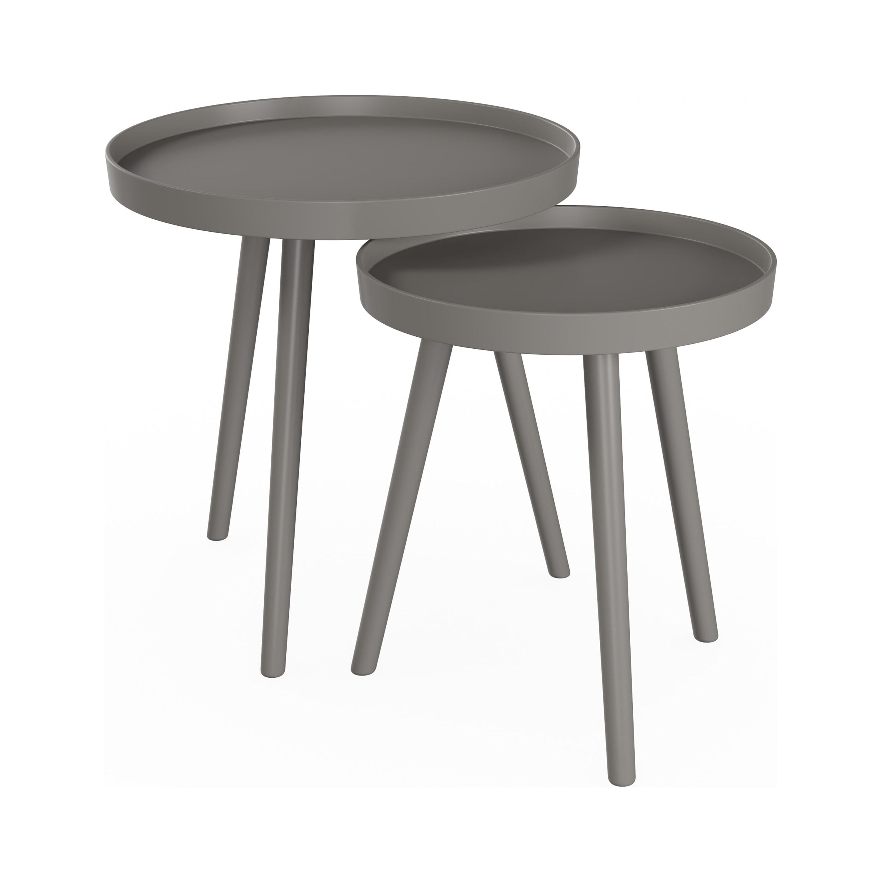 Lavish Home Set of 2 Round Nesting End Tables with Tray Tops, Gray - Image 5