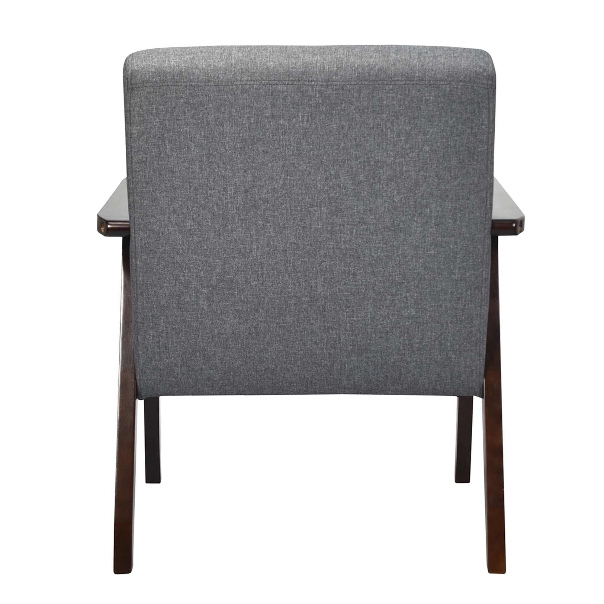 Gymax Wooden Upholstered Accent Chair Fabric Armchair Home Office Dark Gray - Image 7
