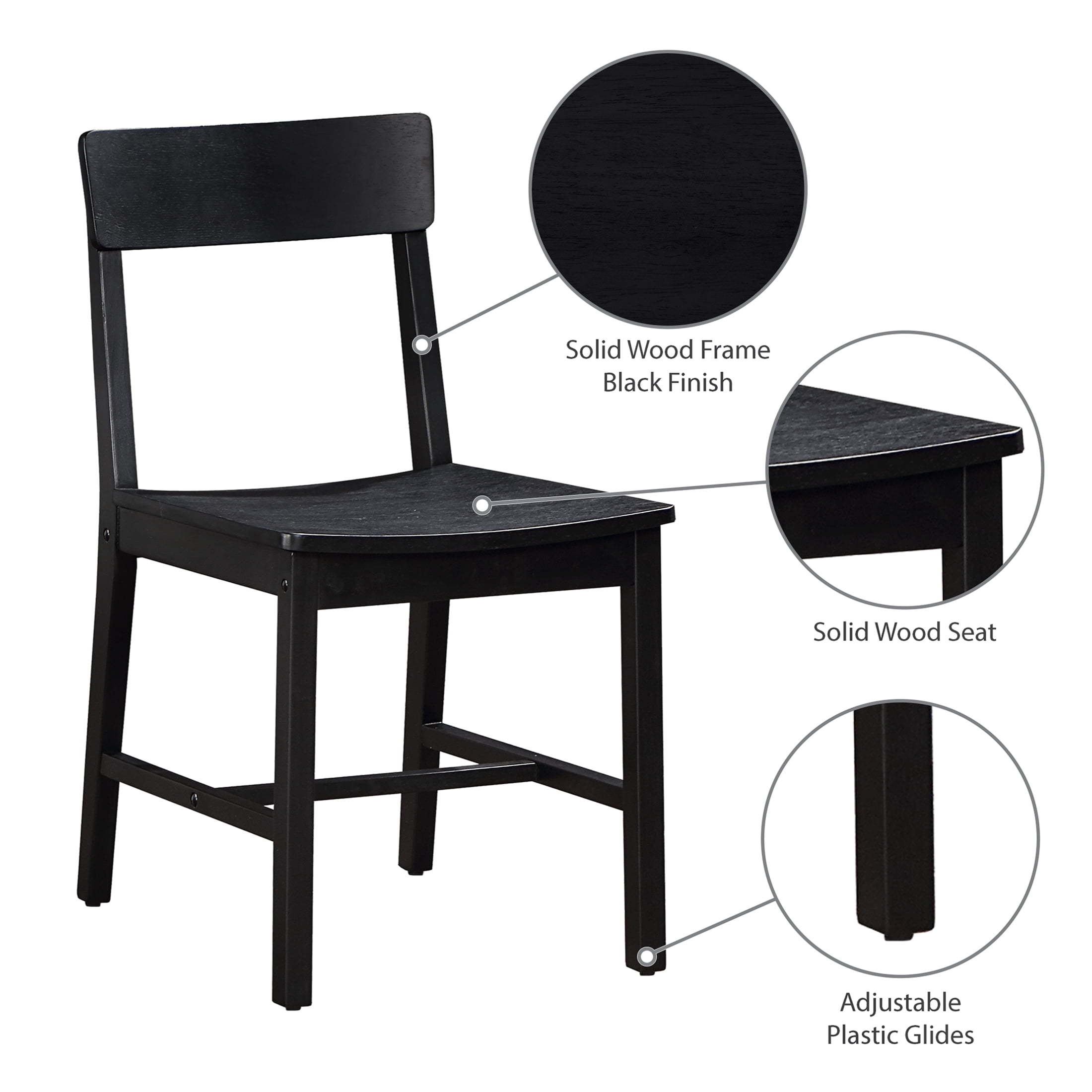 Mainstays Wood Dining Chair 4 Pack, Black Color, Wood Seat Pad, Include 4 Chairs for Indoor - Image 7