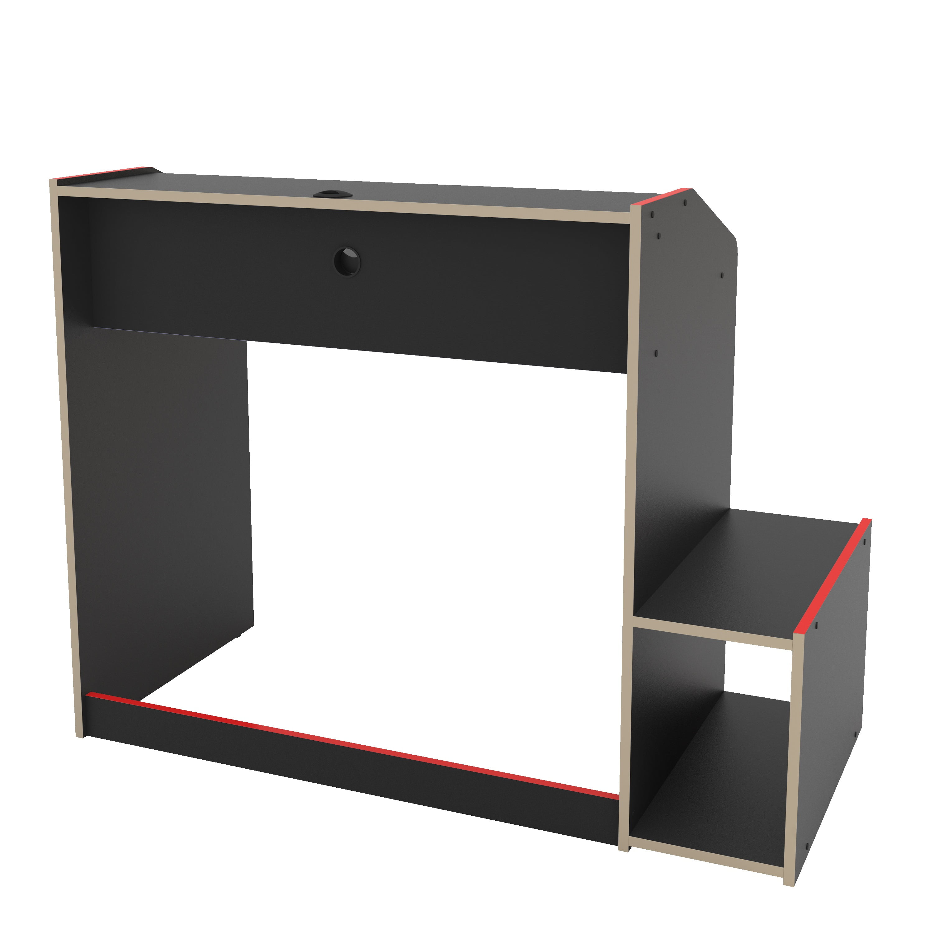 Polifurniture Legend 45.5 in. Computer Gaming Desk with Storage, Black and Red - Image 2