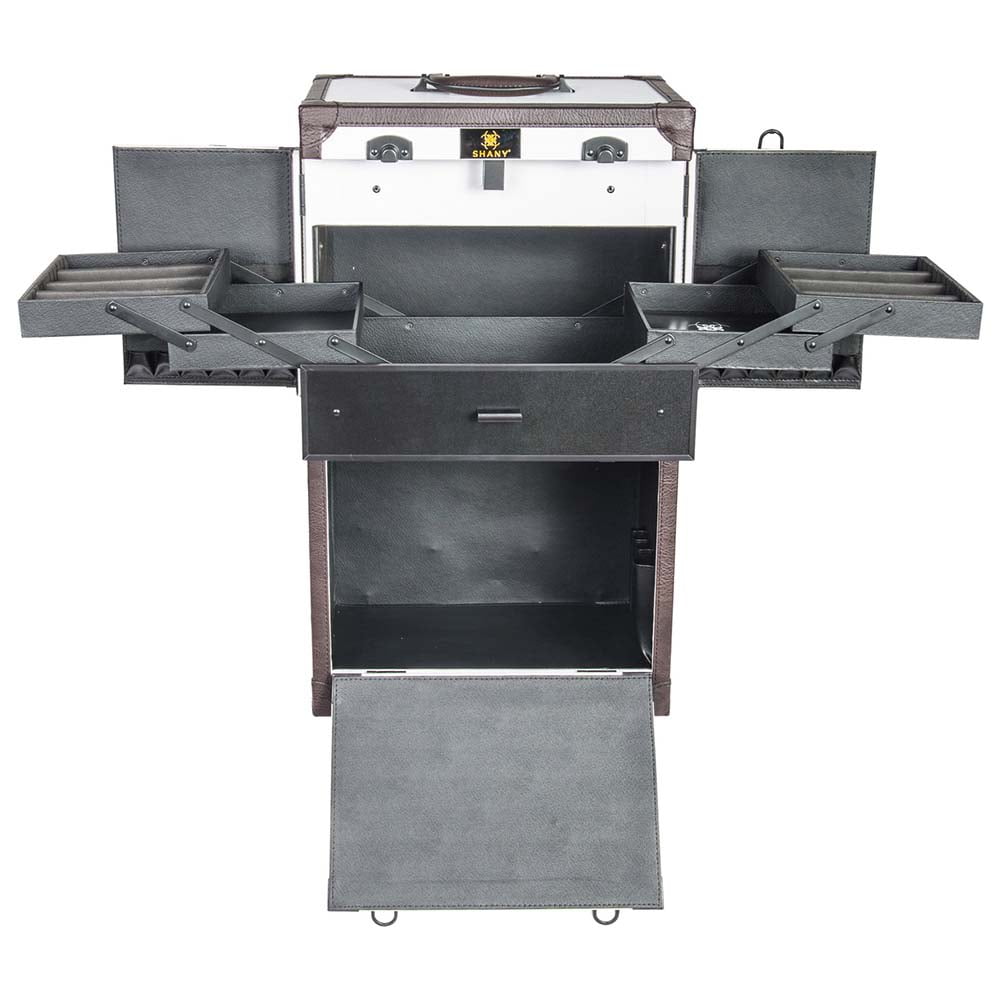 SHANY REBEL Series – Pro Makeup Artists Multifunction Cosmetics Trolley Train Case – Large - White Collar - Image 7