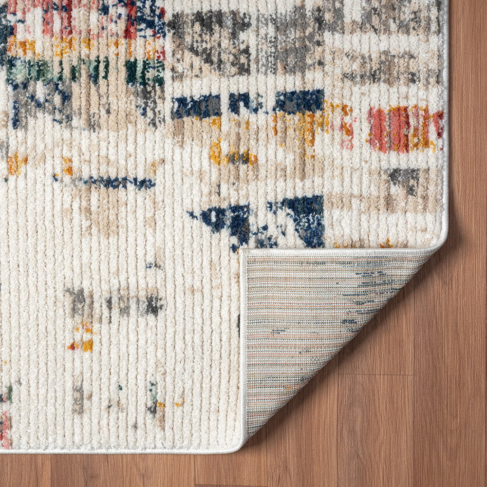 Ox Bay and Evette Rios Bellamy 5' x 7' Blue/Orange Abstract Durable Performance Indoor Area Rug - Image 5