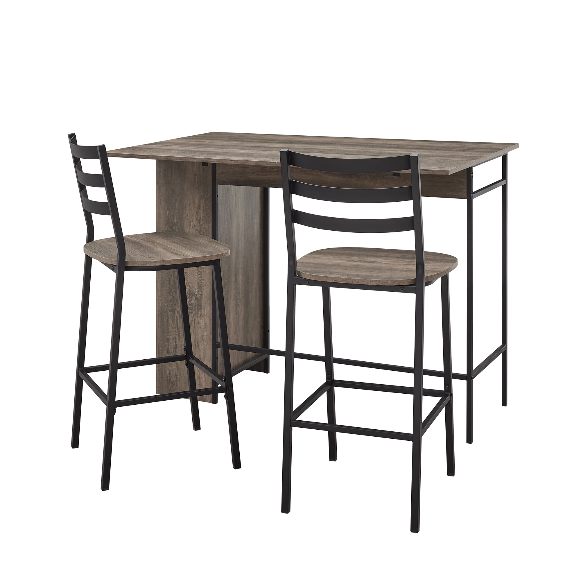 Walker Edison 3 - Piece Drop Leaf Grey Wash Counter Height Dining Set - Image 3