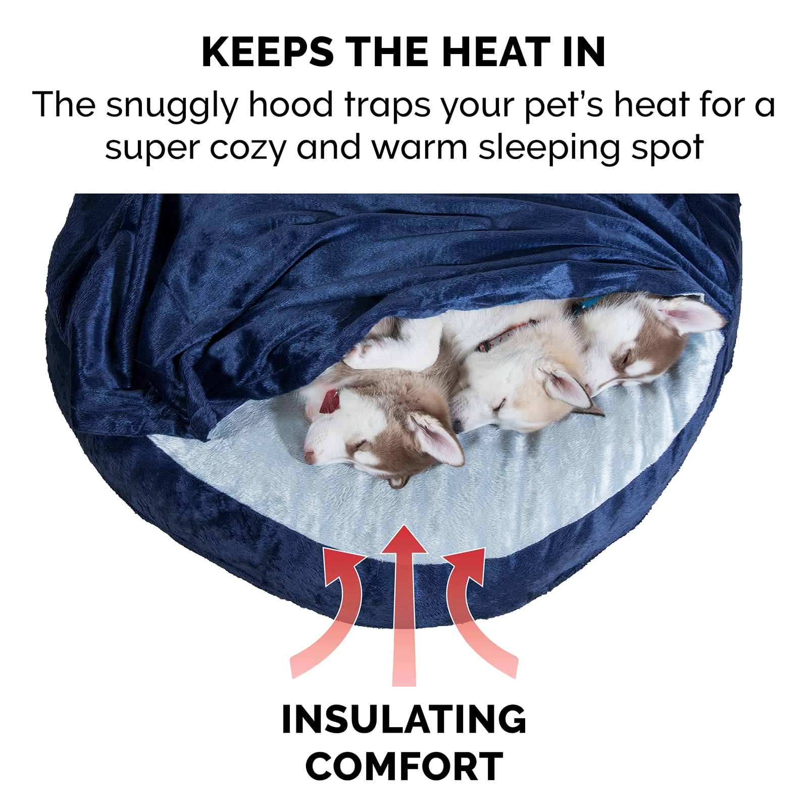 FurHaven Pet Products Microvelvet Snuggery Cooling Gel Memory Foam Pet Bed for Dogs & Cats - Navy, 35" Base - Image 9