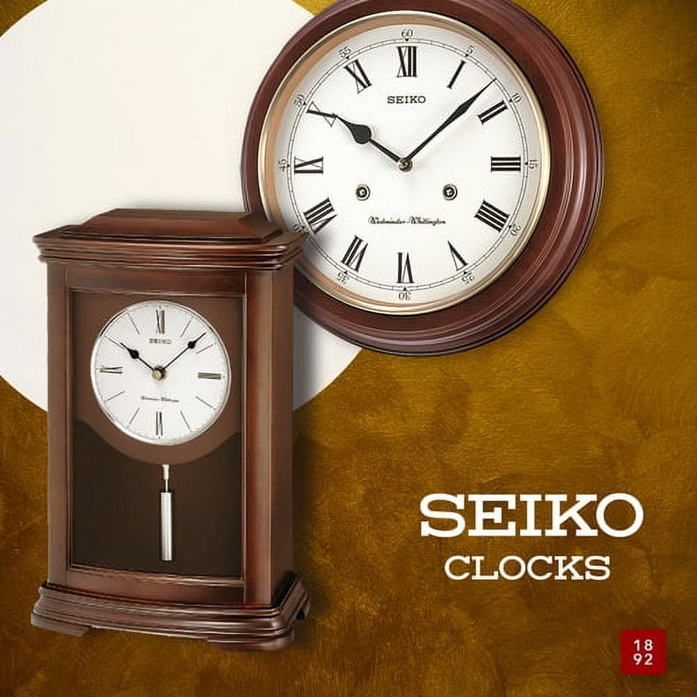 Seiko Suki Chime Clock w/Pendulum Brown Mantel Clock, QXQ013BLH - Image 5