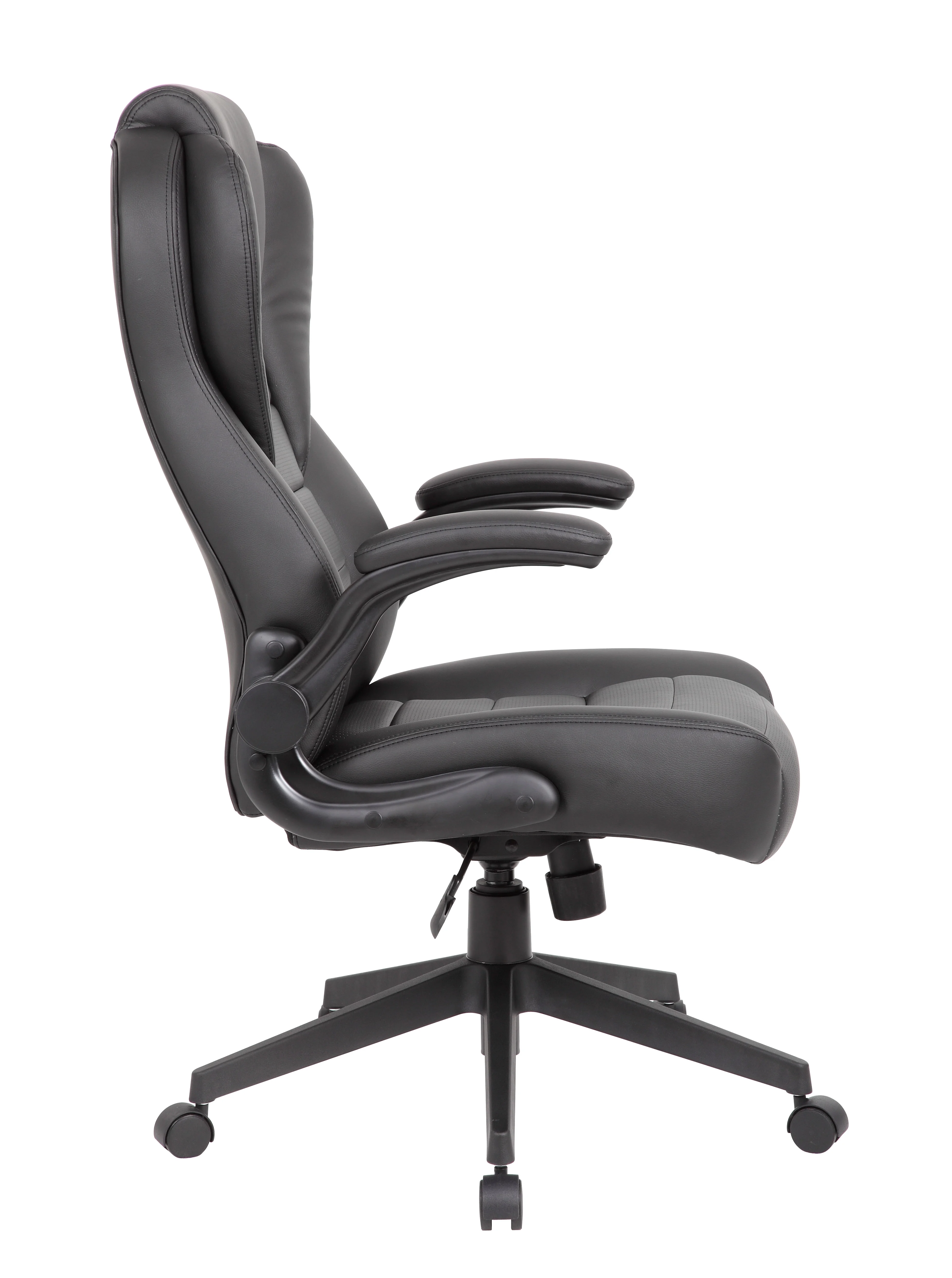Boss Office Products High Back Flip Arm Vinyl Executive Chair in Black - Image 2