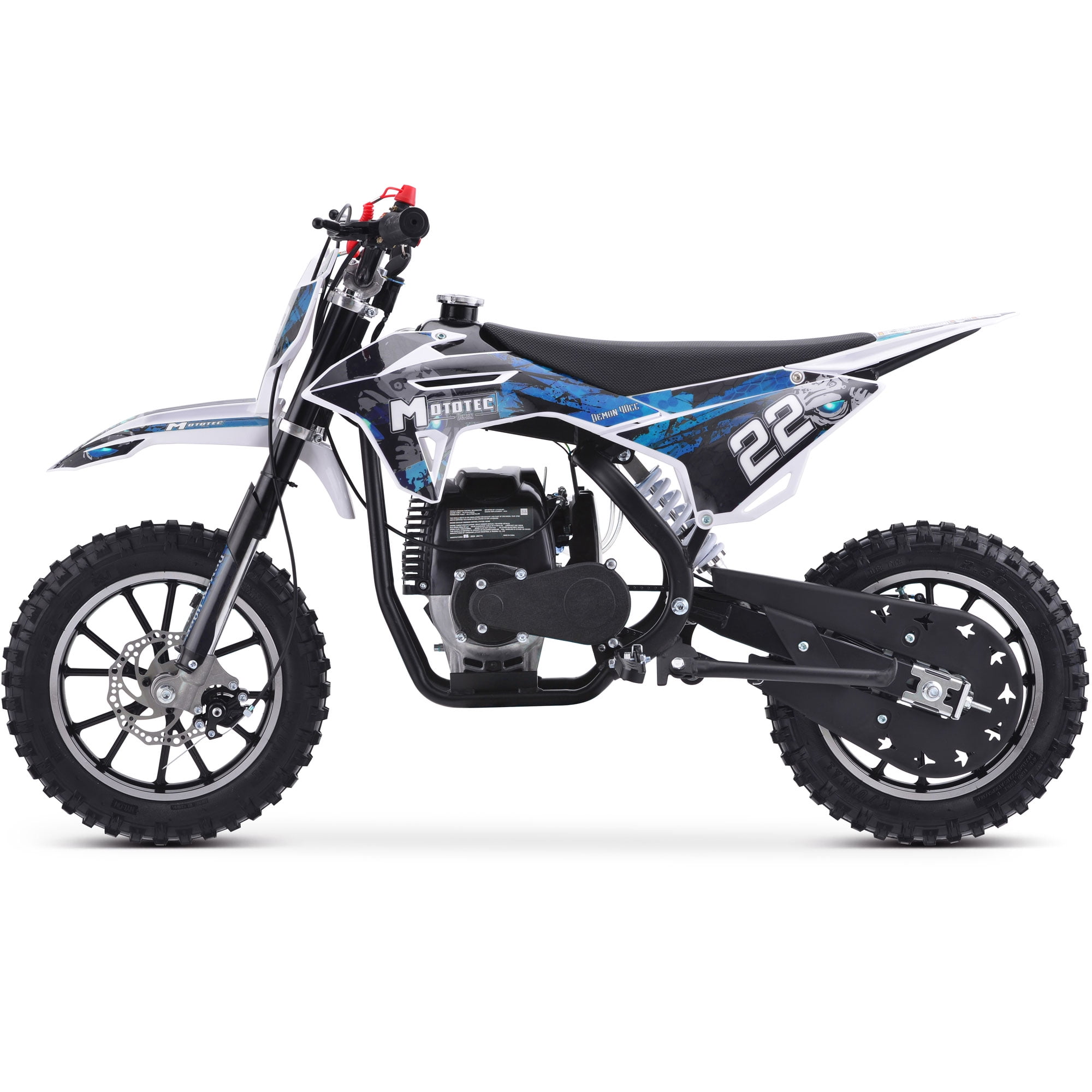 MotoTec 40cc Demon Kids Gas Dirt Bike 4-Stroke Motorcycle Pit Bike Blue - Image 5