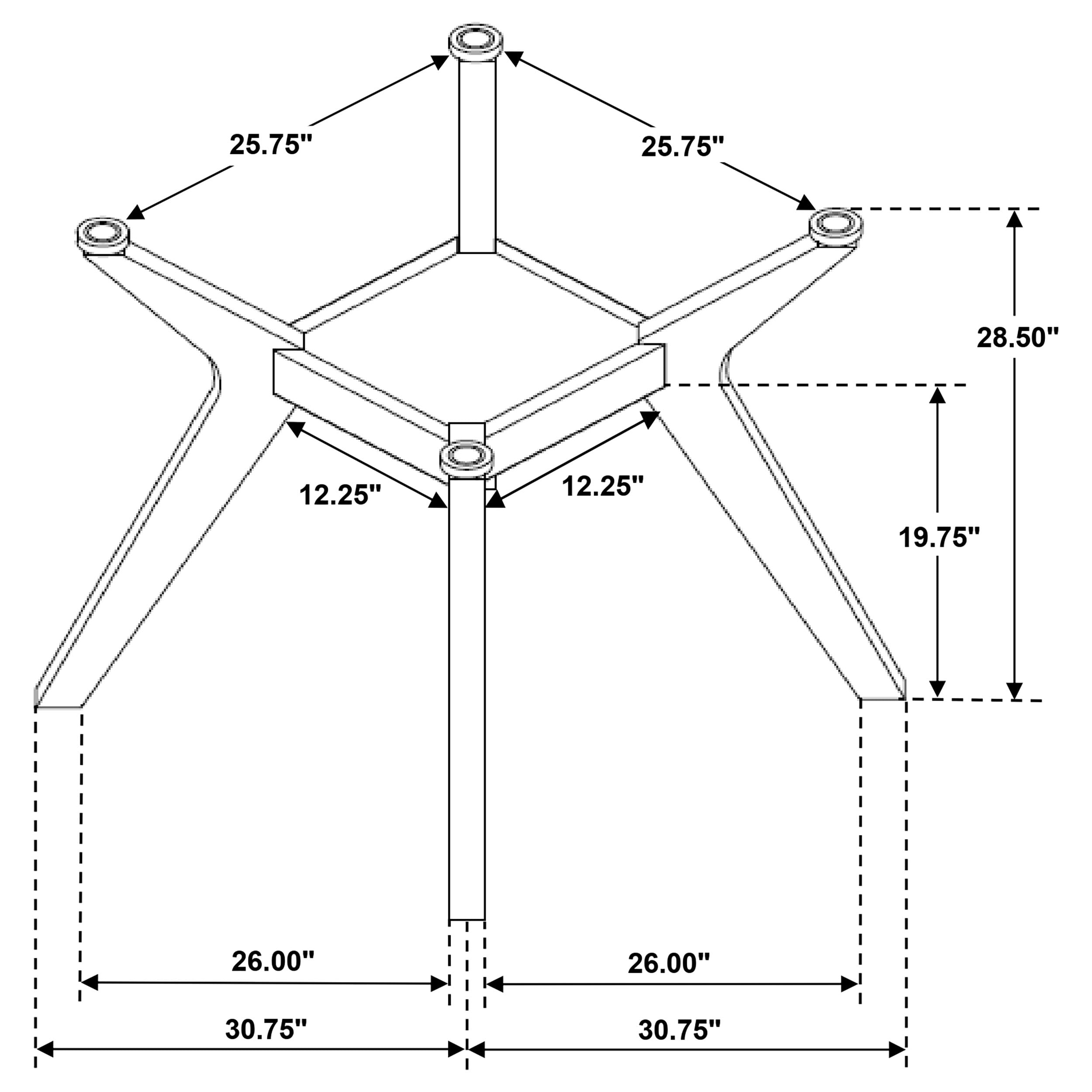 Paxton Square Wood Dining Table Base Brown - Image 3