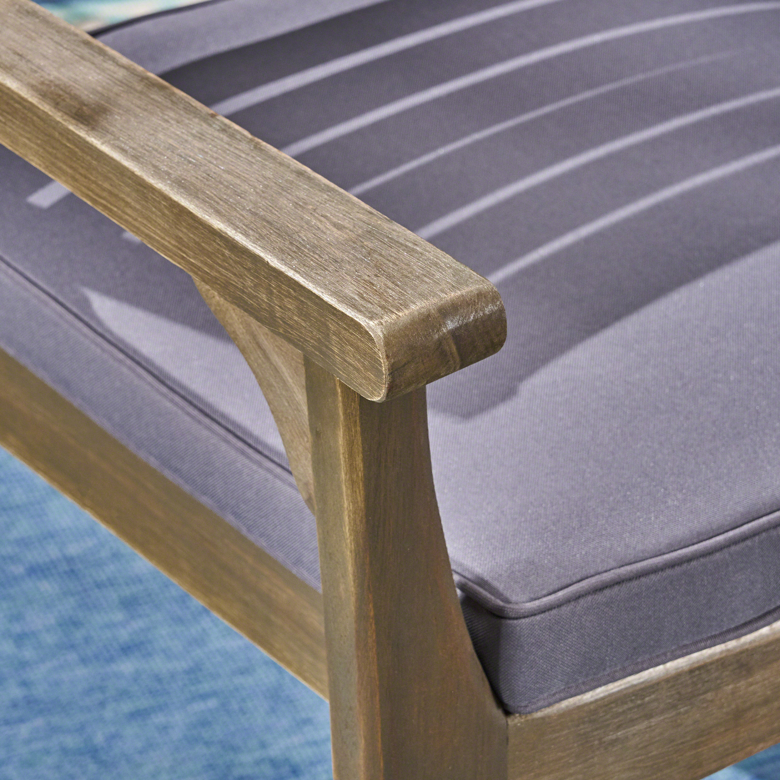 Noble House Casa 3 Piece Outdoor Acacia Wood Bistro Set in Gray and Dark Gray - Image 6