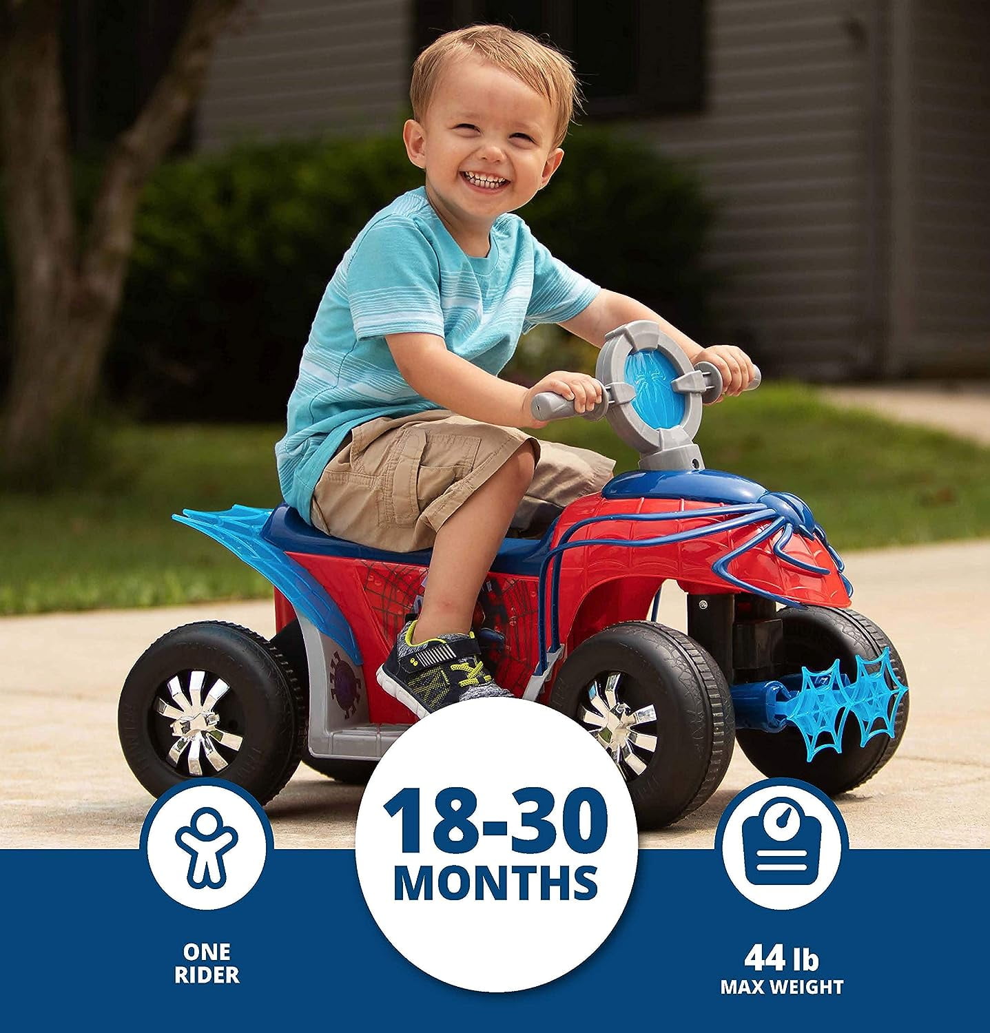 Kid Trax Toddler Marvel's Spider-Man Premium Toddler Quad Ride-On, Kids 18-30 Months, 6V Battery and Charger Included, Max Weight 44 lbs, Red - Image 8