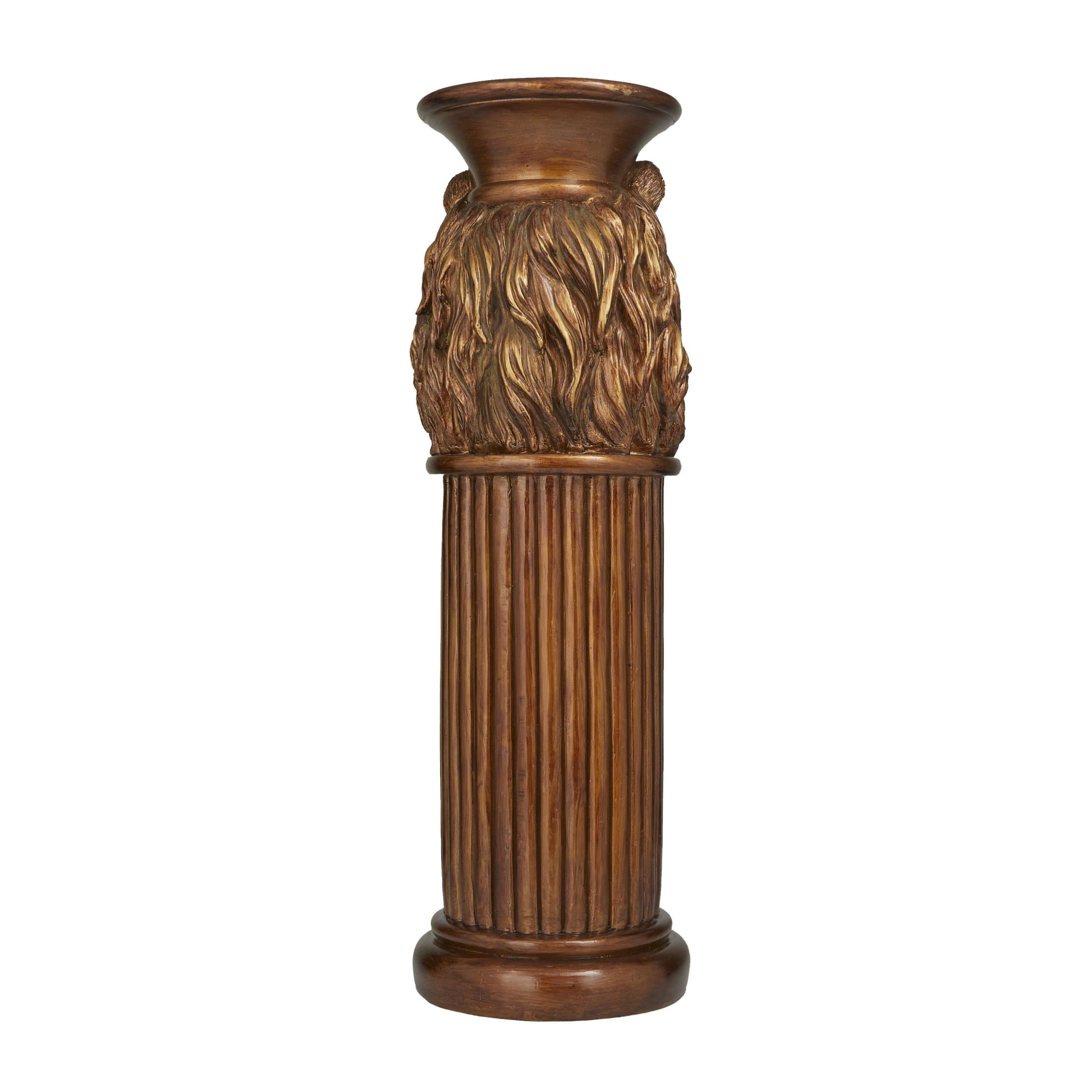 DecMode 8" x 25" Bronze Polystone Lion Pedestal Table, 1-Piece - Image 7